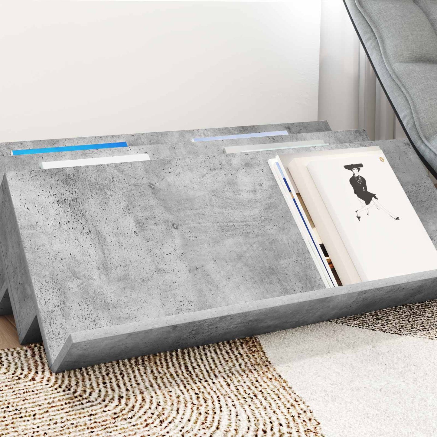 vidaXL Ράφι Περιοδικών με ράφι Γκρι Μπετόν 90 x 53 x 28,5 εκ