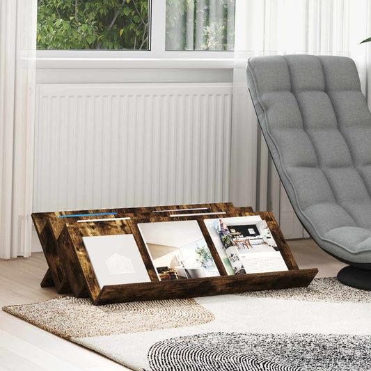 vidaXL Ράφι Περιοδικών με ράφι Καπνιστό Δρύς 90 x 53 x 28,5 εκ