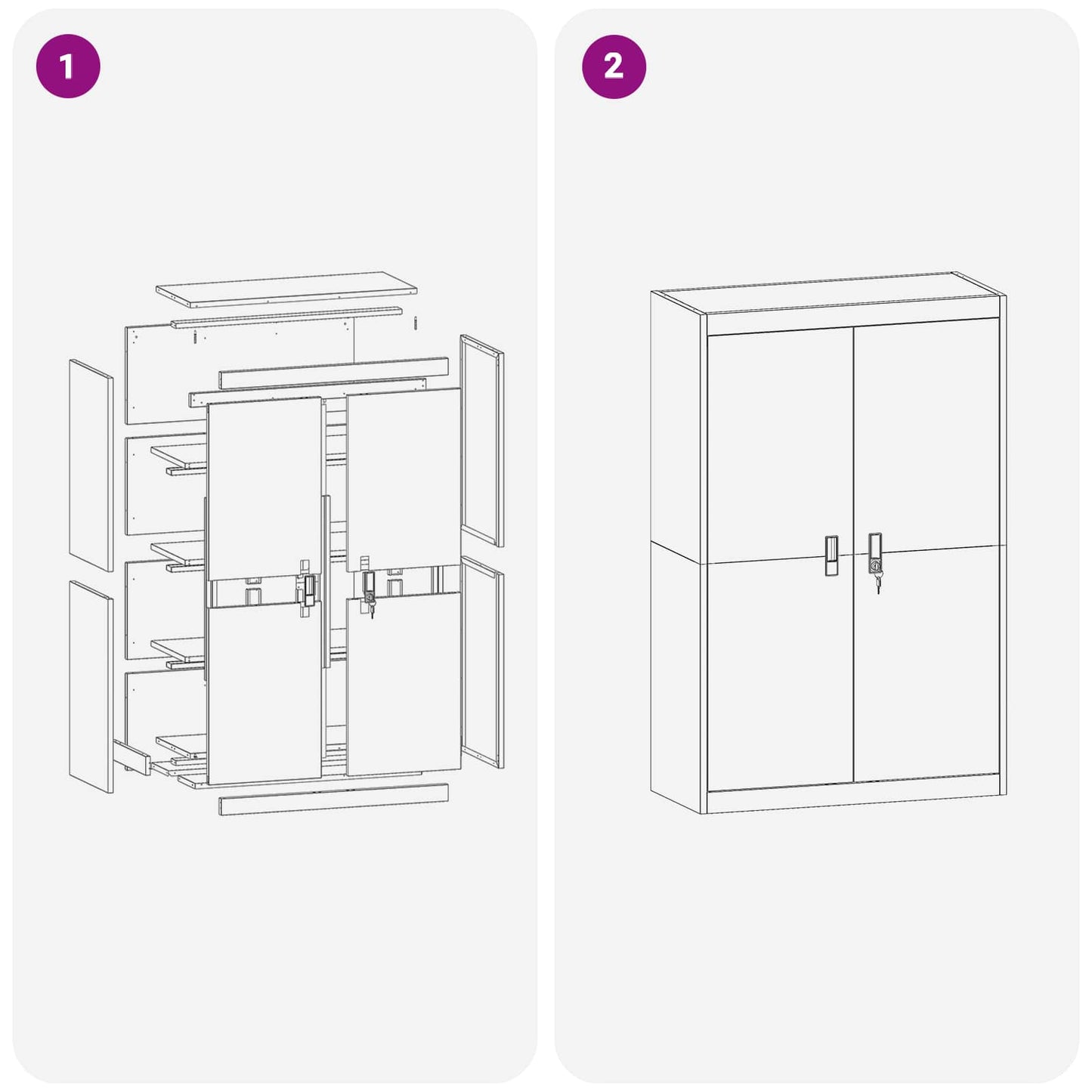 vidaXL Ντουλάπι αποθήκευσης με αποθήκευση 2 pcs Ροζ 90 x 40 x 140 cm