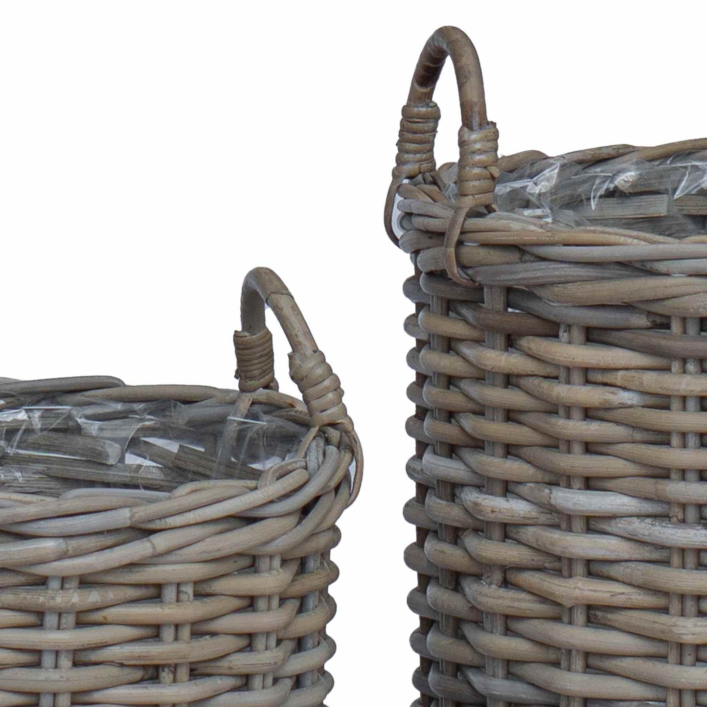 vidaXL Καλάθι Φυτών με αποθήκευση 2 pcs Γκρι Λάκακ Ράττανα