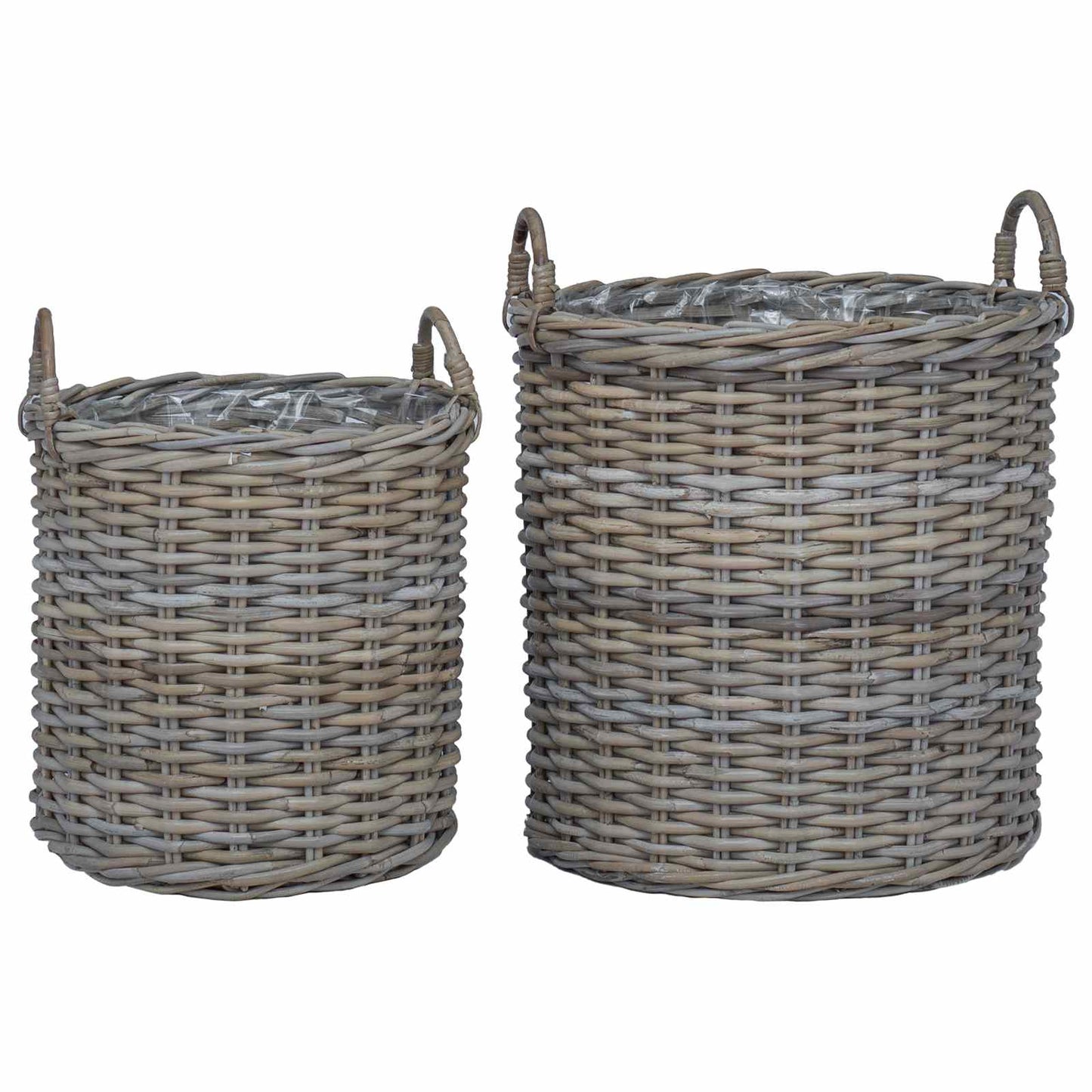 vidaXL Καλάθι Φυτών με αποθήκευση 2 pcs Γκρι Λάκακ Ράττανα