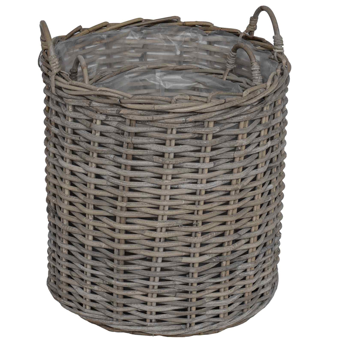 vidaXL Καλάθι Φυτών με αποθήκευση 2 pcs Γκρι Λάκακ Ράττανα