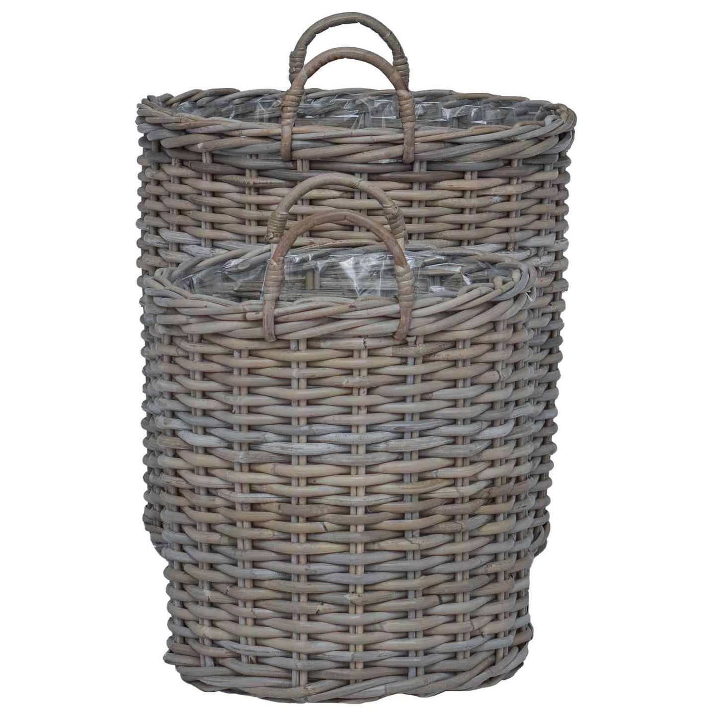 vidaXL Καλάθι Φυτών με αποθήκευση 2 pcs Γκρι Λάκακ Ράττανα
