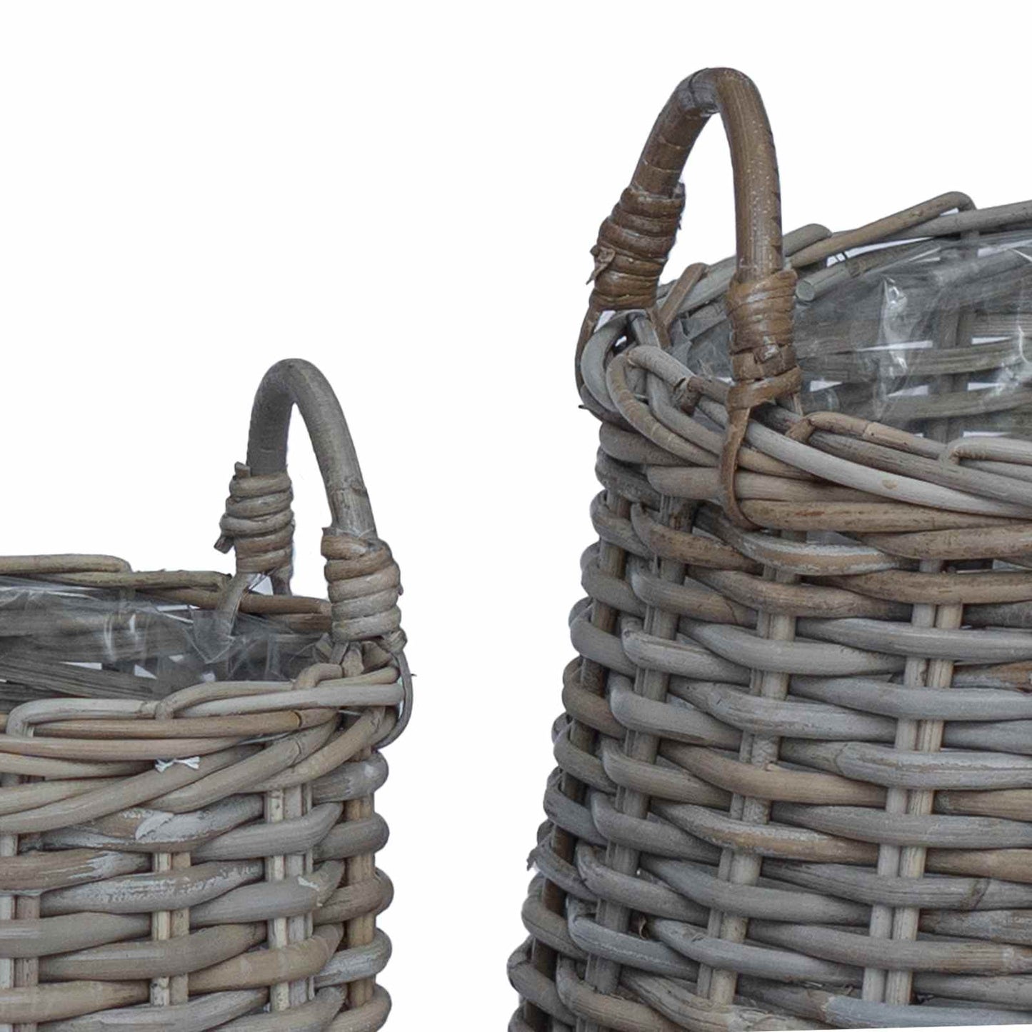 vidaXL Καλάθι Φυτών με αποθήκευση 2 pcs Γκρι Ράτταν Λατσάκ