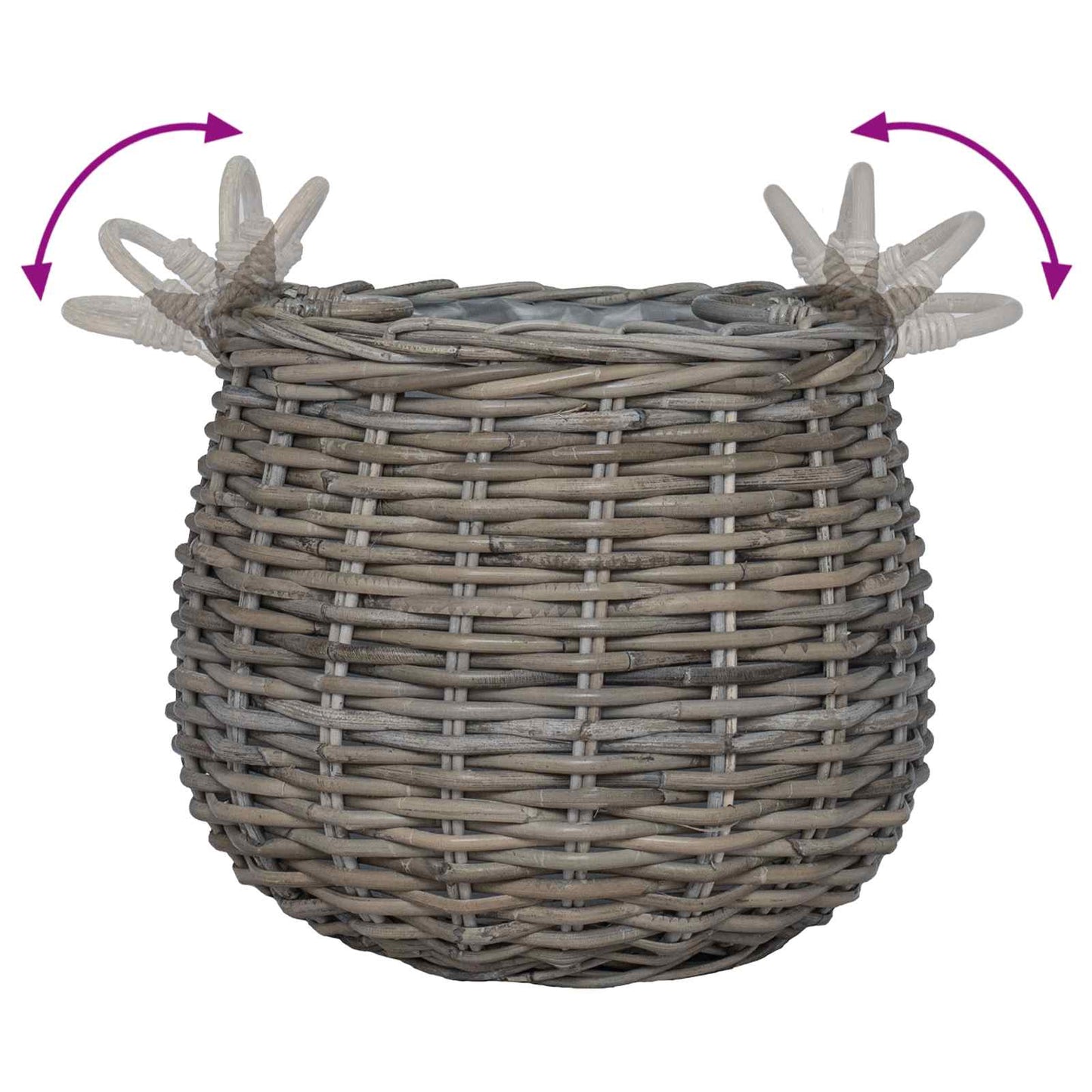 vidaXL Καλάθι Φυτών με αποθήκευση 2 pcs Γκρι Ράτταν Λατσάκ