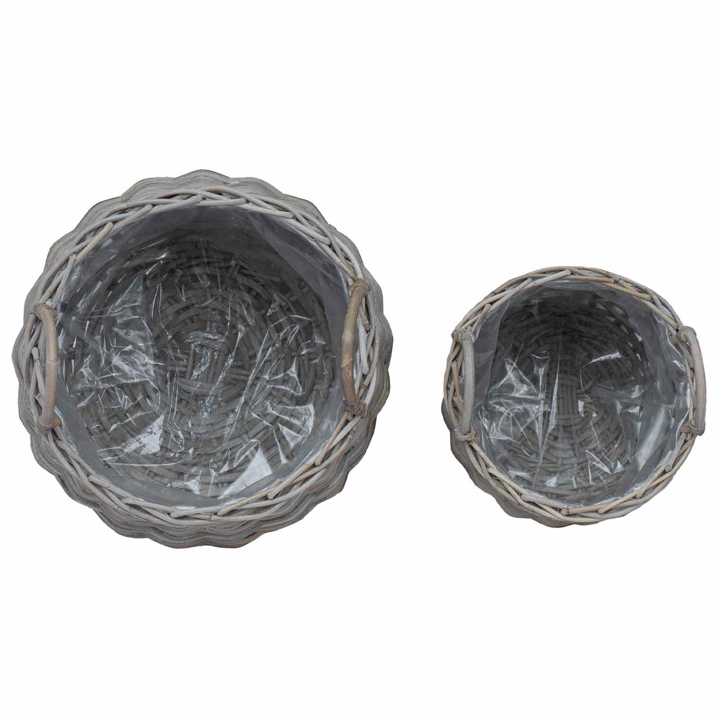 vidaXL Καλάθι Φυτών με αποθήκευση 2 pcs Γκρι Ράτταν Λατσάκ
