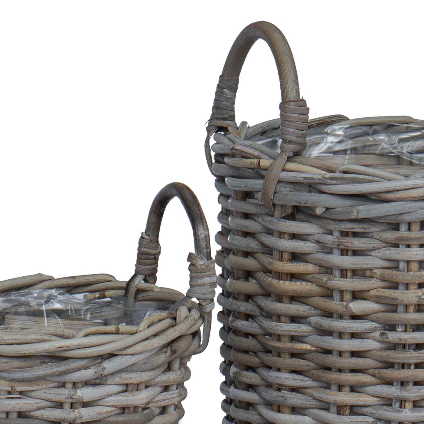 vidaXL Καλάθι Φυτευτή με αποθήκευση 2 pcs Γκρι Ρατάν Κούμπου