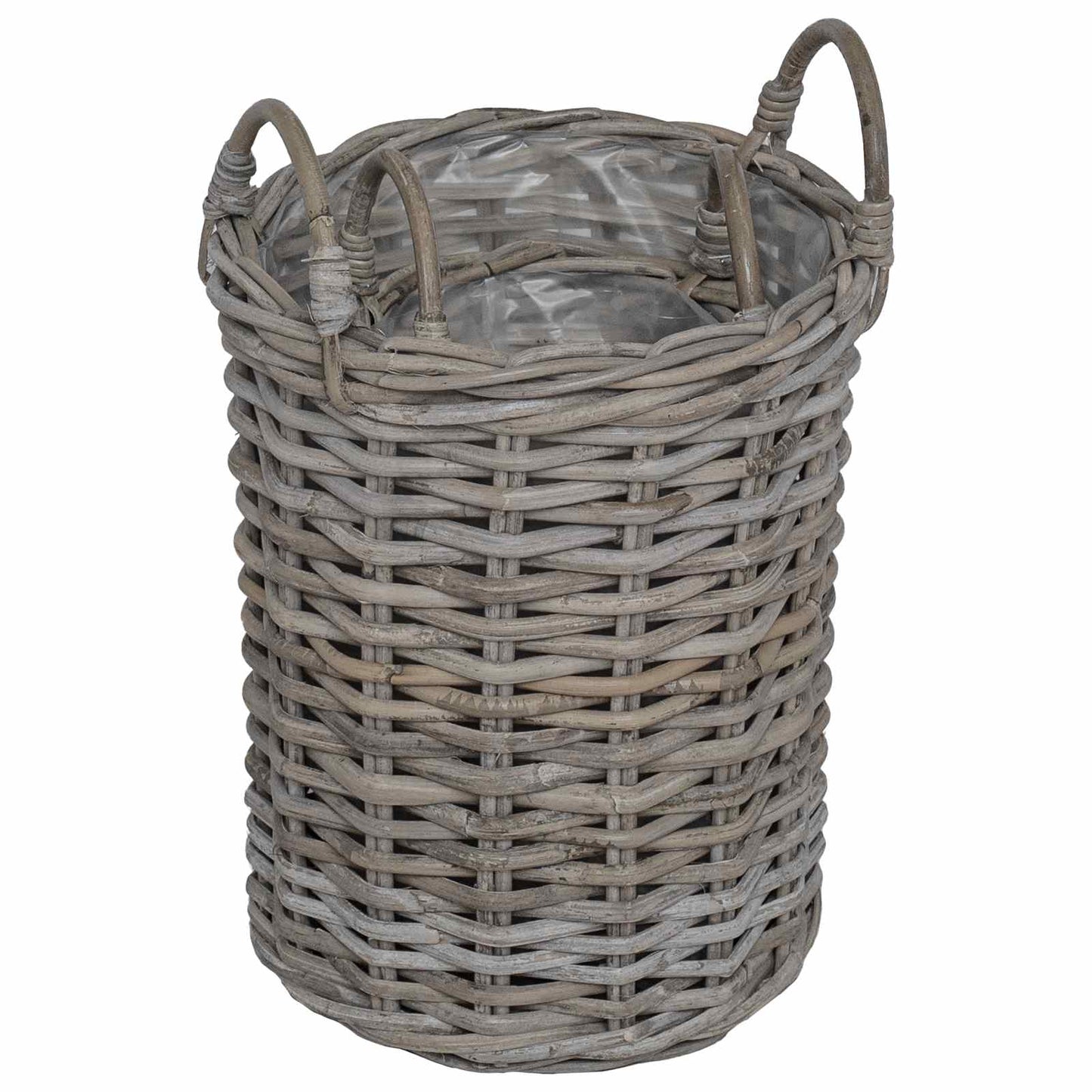 vidaXL Καλάθι Φυτευτή με αποθήκευση 2 pcs Γκρι Ρατάν Κούμπου