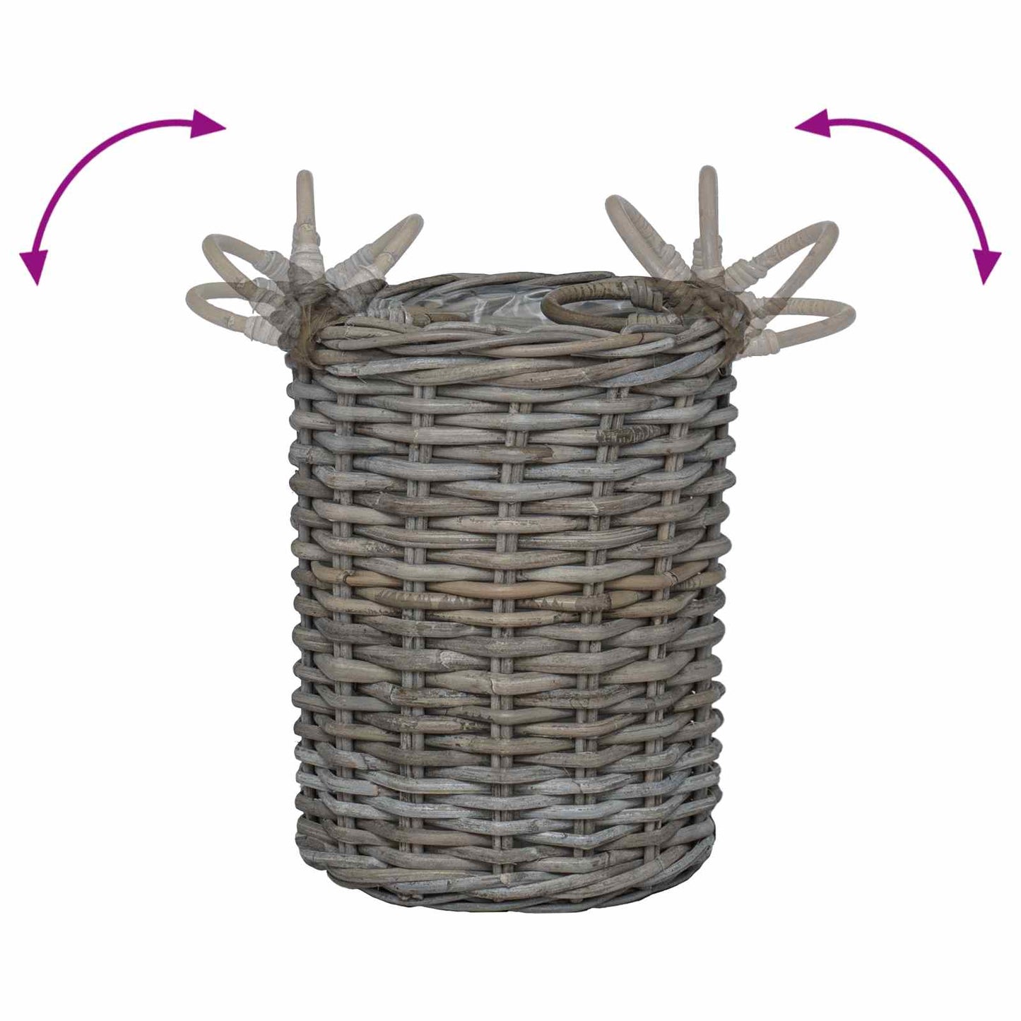 vidaXL Καλάθι Φυτευτή με αποθήκευση 2 pcs Γκρι Ρατάν Κούμπου