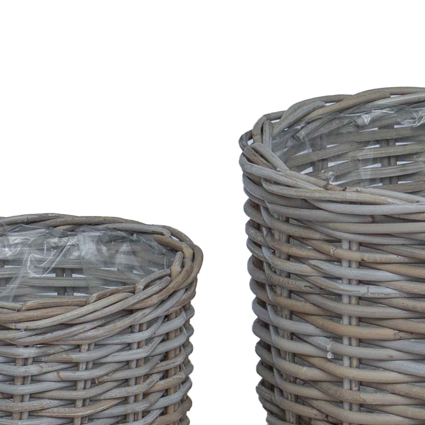 vidaXL Καλάθι Γλάστρας με αποθήκευση 2 pcs Γκρι Ρατάν Κούμπου