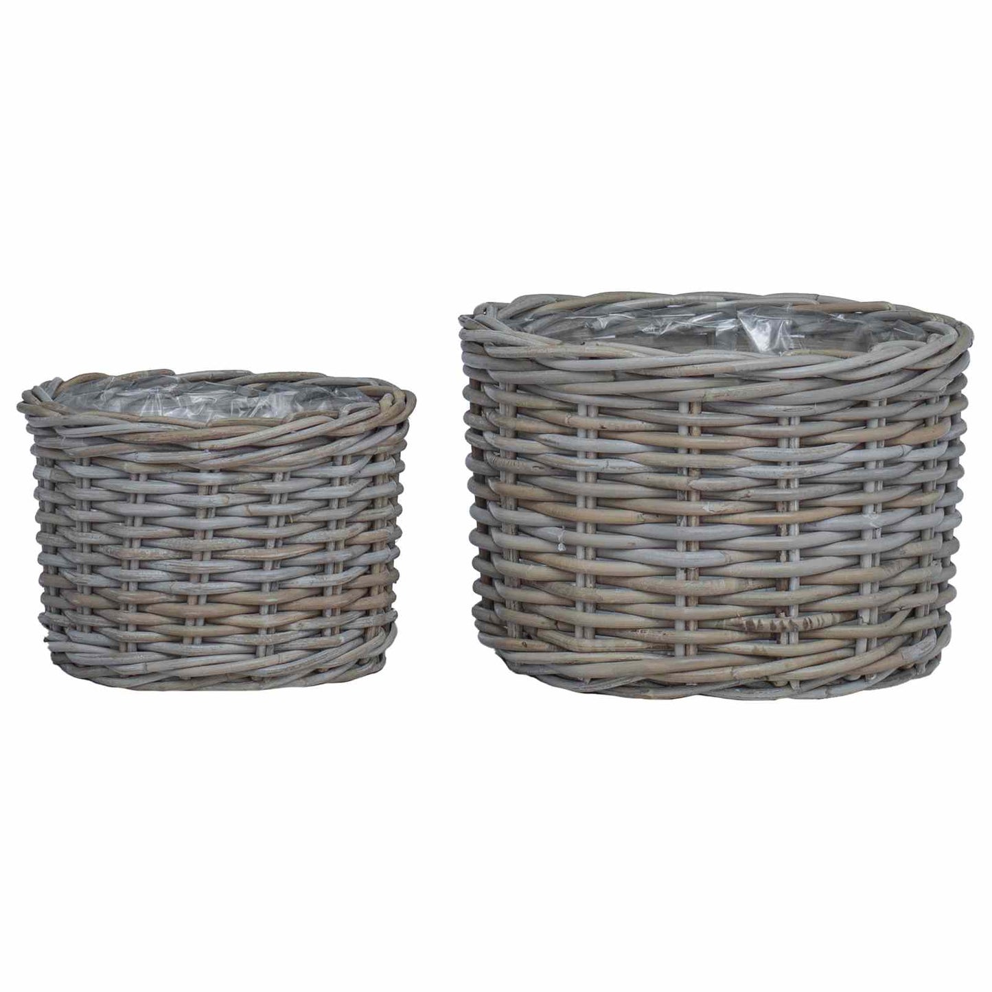 vidaXL Καλάθι Γλάστρας με αποθήκευση 2 pcs Γκρι Ρατάν Κούμπου
