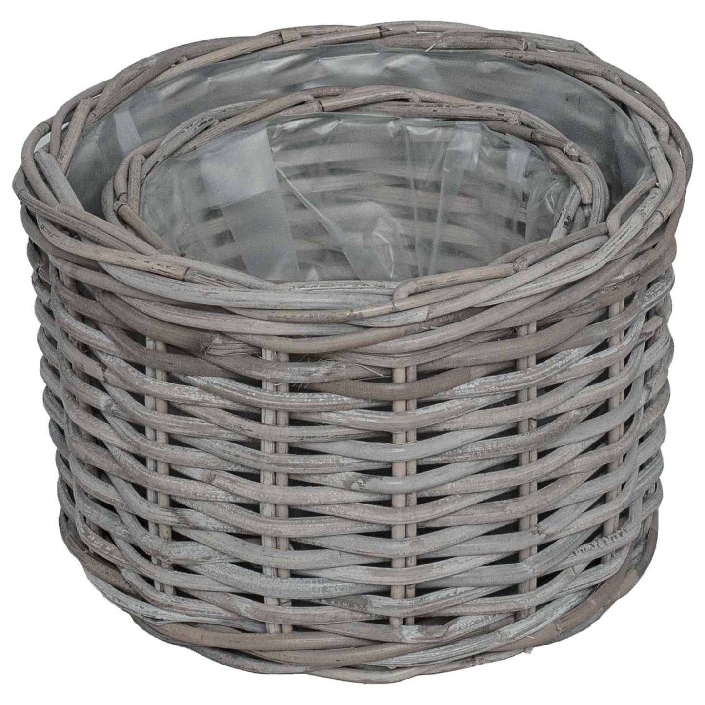 vidaXL Καλάθι Γλάστρας με αποθήκευση 2 pcs Γκρι Ρατάν Κούμπου