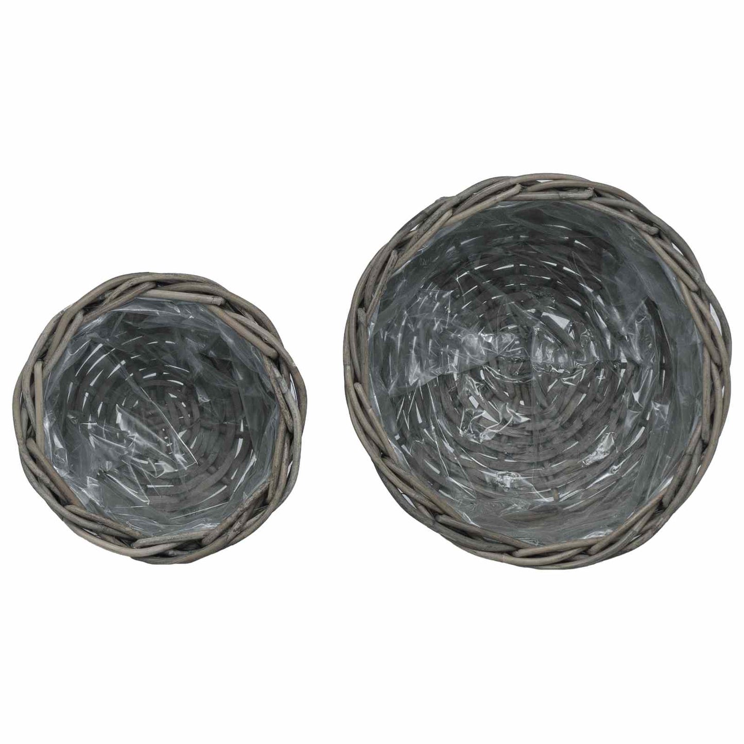 vidaXL Καλάθι Γλάστρας με αποθήκευση 2 pcs Γκρι Ρατάν Κούμπου