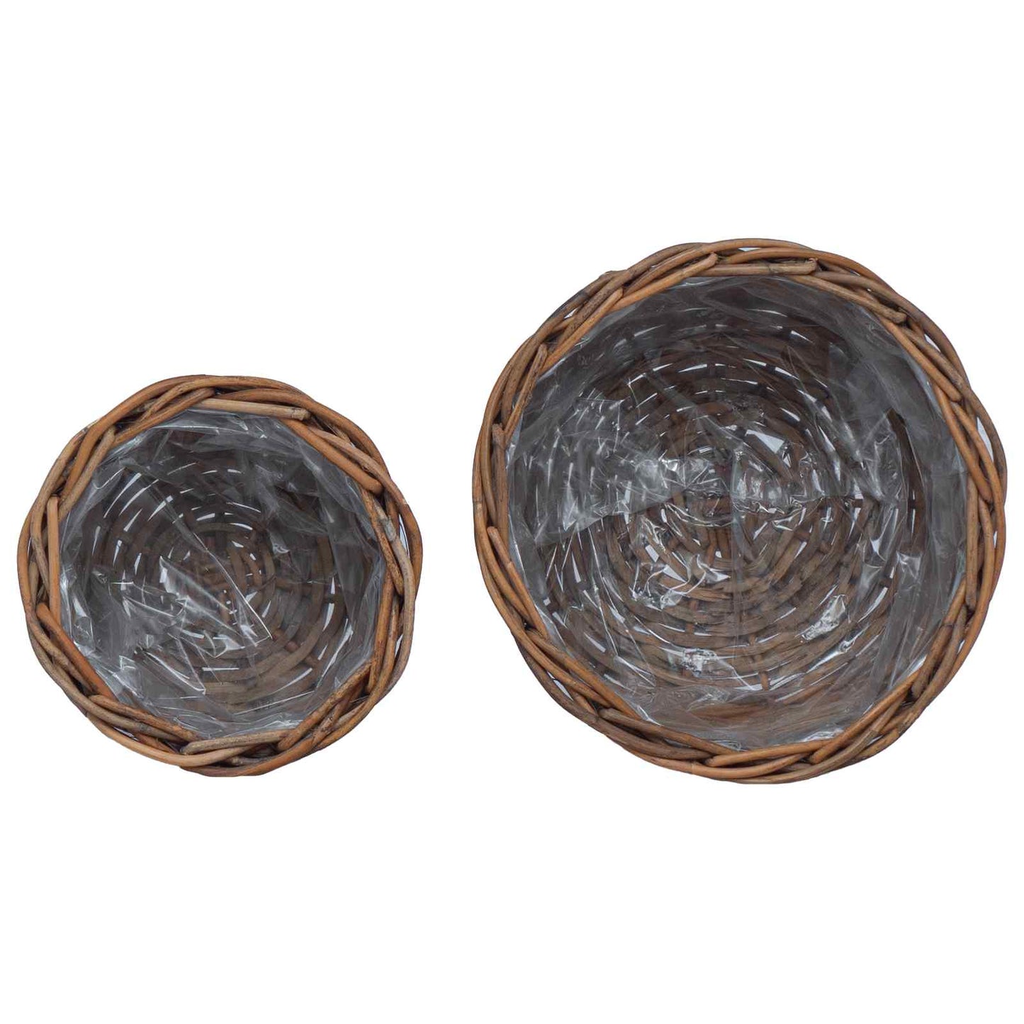 vidaXL Καλάθι Γλάστρας με αποθήκευση 2 pcs Καφέ Ρατάν Κούμπου