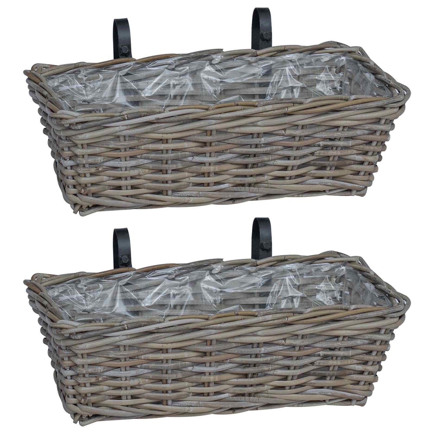 vidaXL Κρεμαστό Καλάθι Γλάστρας 2 pcs Γκρι 48 x 22 x 15 εκ.