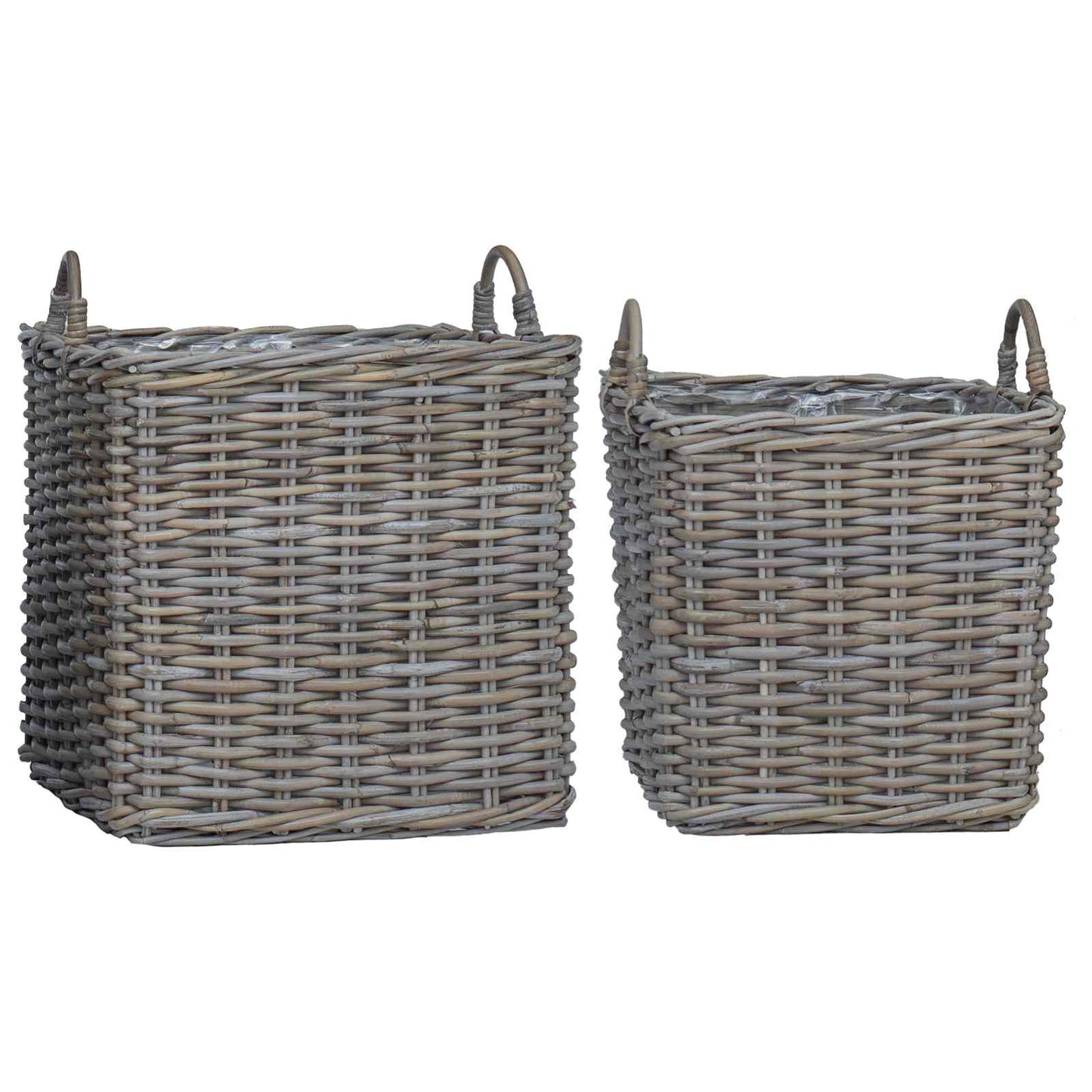 vidaXL Καλάθι Για Φυτά με αποθήκευση 2 pcs Γκρι Ράτταν Λατσάκ
