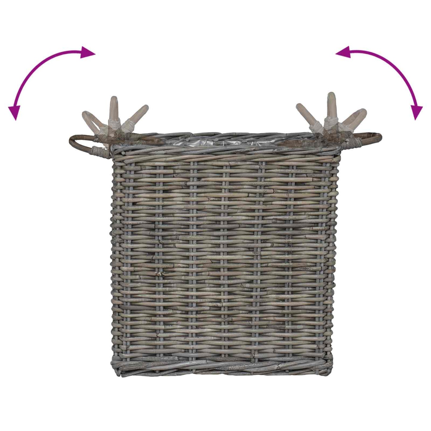 vidaXL Καλάθι Για Φυτά με αποθήκευση 2 pcs Γκρι Ράτταν Λατσάκ
