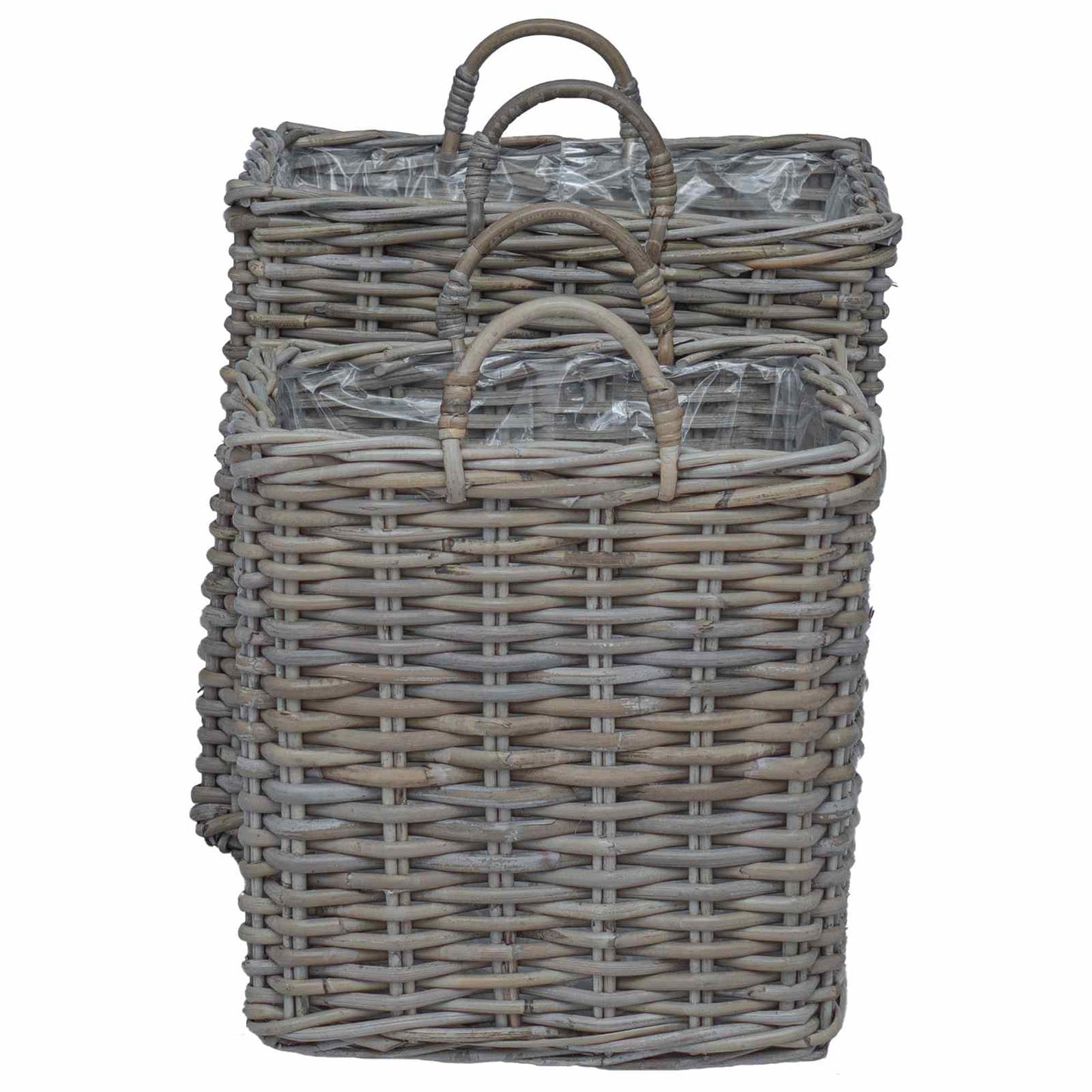 vidaXL Καλάθι Για Φυτά με αποθήκευση 2 pcs Γκρι Ράτταν Λατσάκ