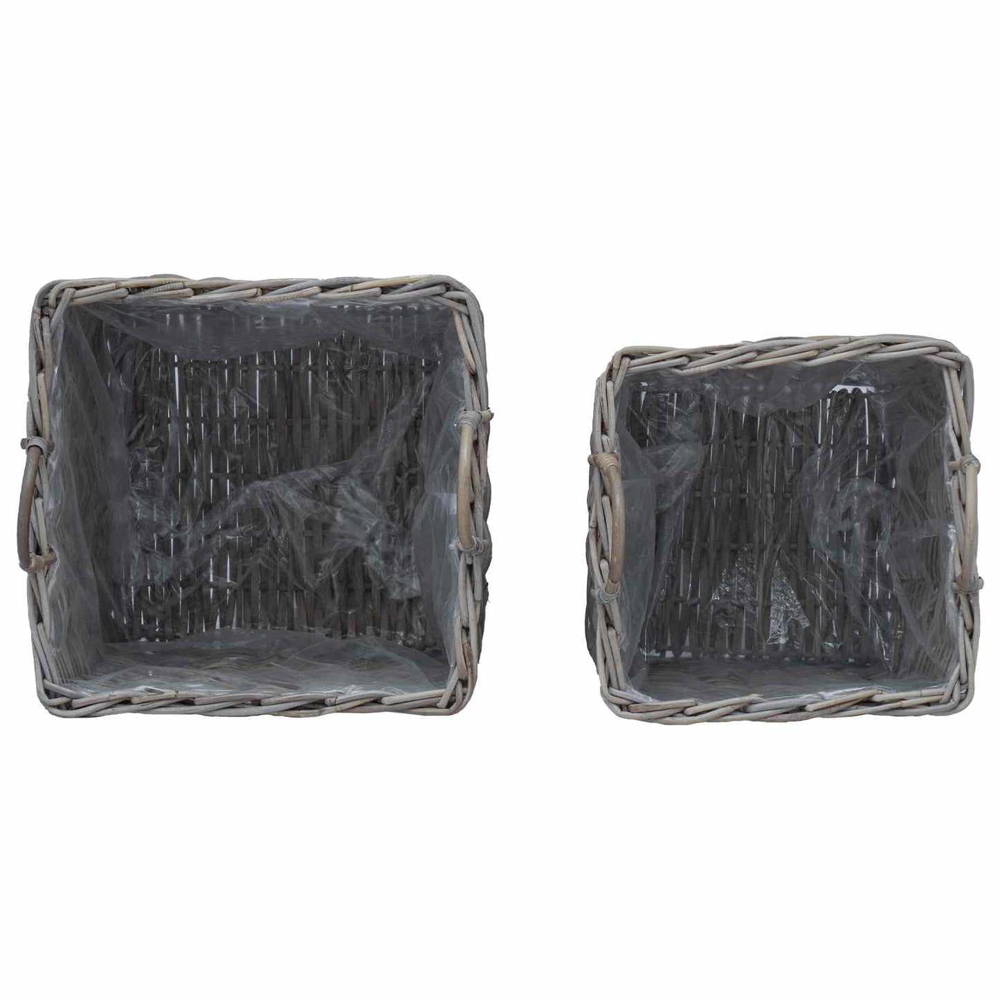 vidaXL Καλάθι Για Φυτά με αποθήκευση 2 pcs Γκρι Ράτταν Λατσάκ