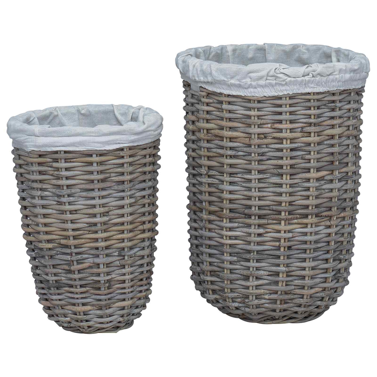vidaXL Καλάθι Ρούχων με Καπάκι 2 pcs Γκρίζο Kubu Ρατάν Κούμπου