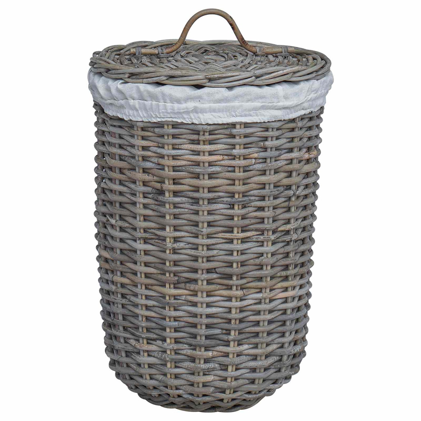 vidaXL Καλάθι Ρούχων με Καπάκι 2 pcs Γκρίζο Kubu Ρατάν Κούμπου