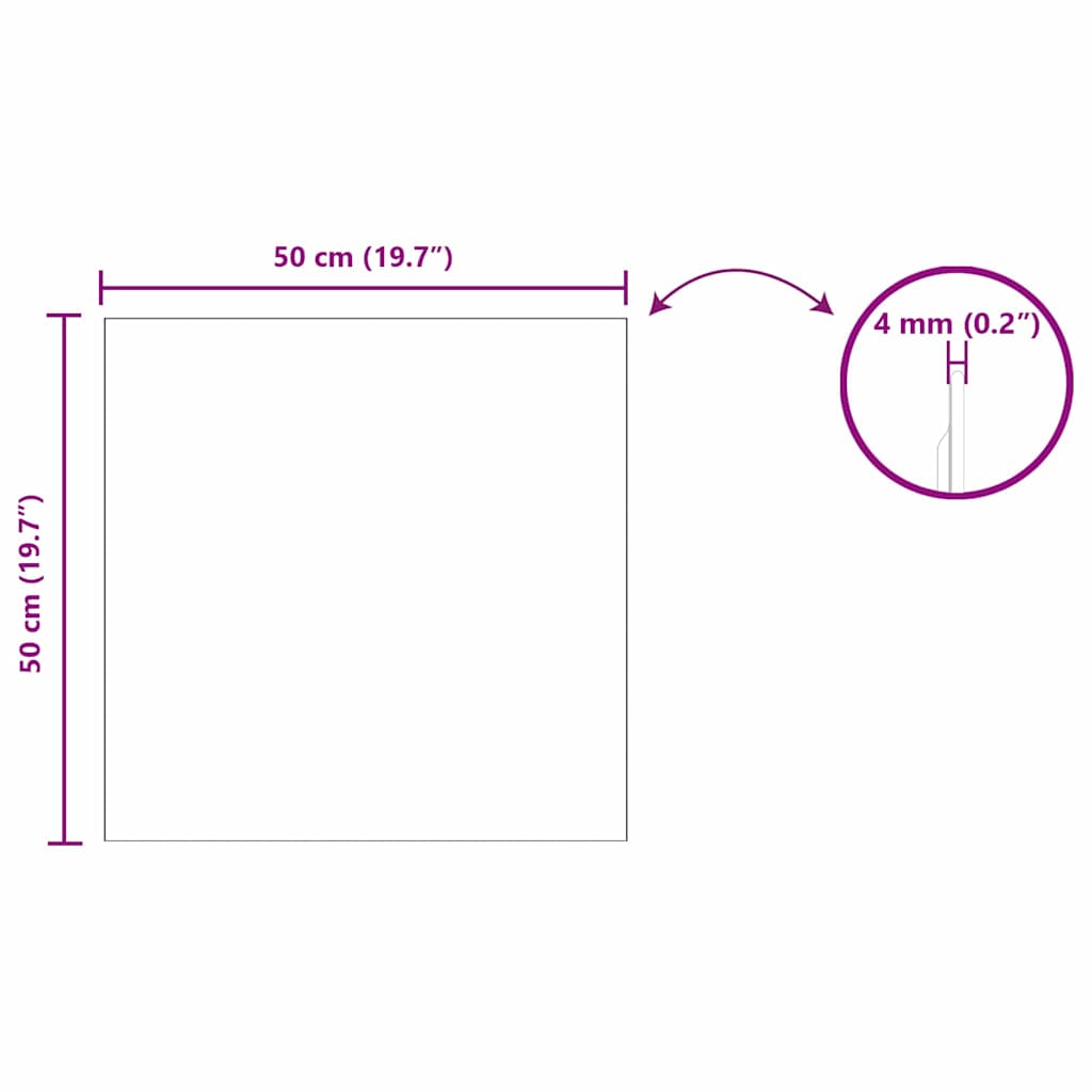 vidaXL Καθρέφτης τοίχου τετράγωνο 50 x 50 cm σκληρυμένο γυαλί