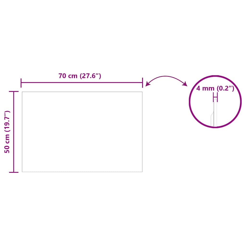 vidaXL Καθρέφτης τοίχου Ορθογώνιος 70 x 50 cm σκληρυμένο γυαλί