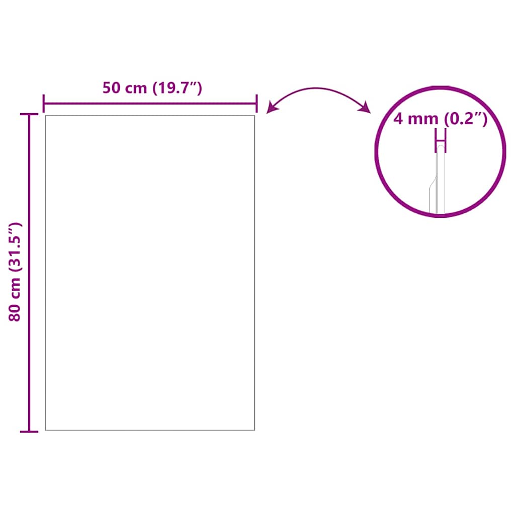 vidaXL Καθρέφτης τοίχου Ορθογώνιος 50 x 80 cm σκληρυμένο γυαλί