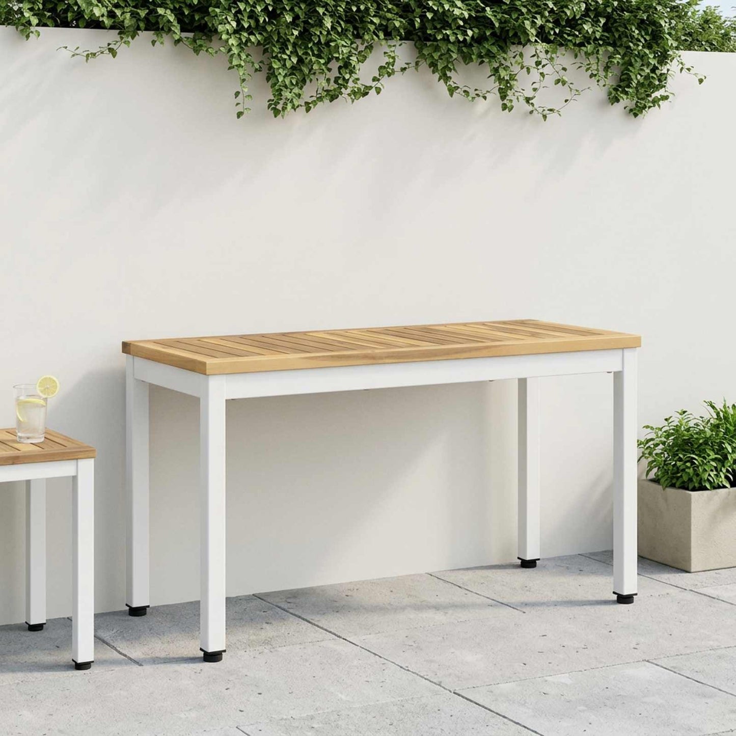 vidaXL Παγκάκι κήπου 80,5 x 35 x 45 εκ Στερεό Ξύλο Ακακίας Λευκό