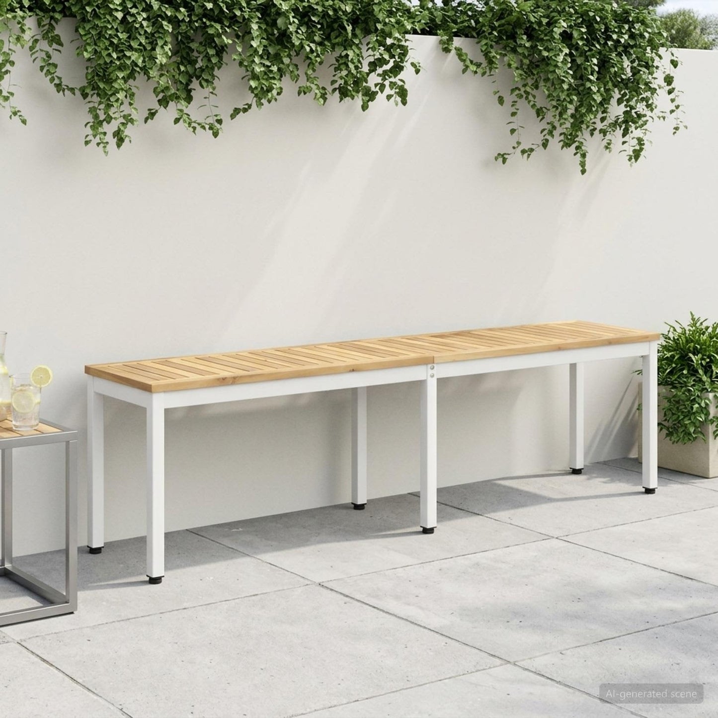 vidaXL Παγκάκι κήπου 161 x 35 x 45 εκ Στερεό Ξύλο Ακακίας Λευκό