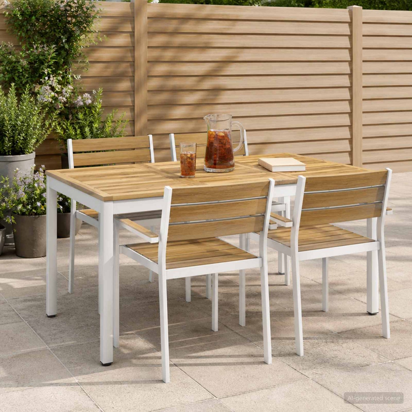 vidaXL Τραπέζι δείπνου κήπου Λευκό 141 x 80,5 x 75 εκ