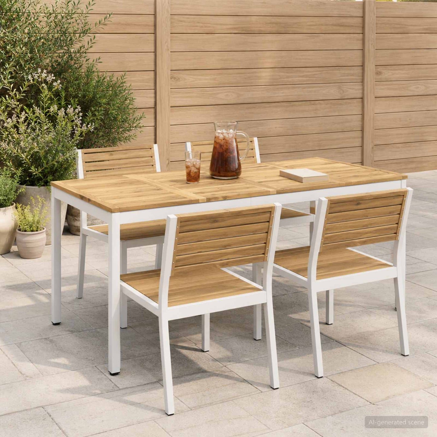 vidaXL Τραπέζι δείπνου κήπου Λευκό 180 x 88,5 x 75 εκ