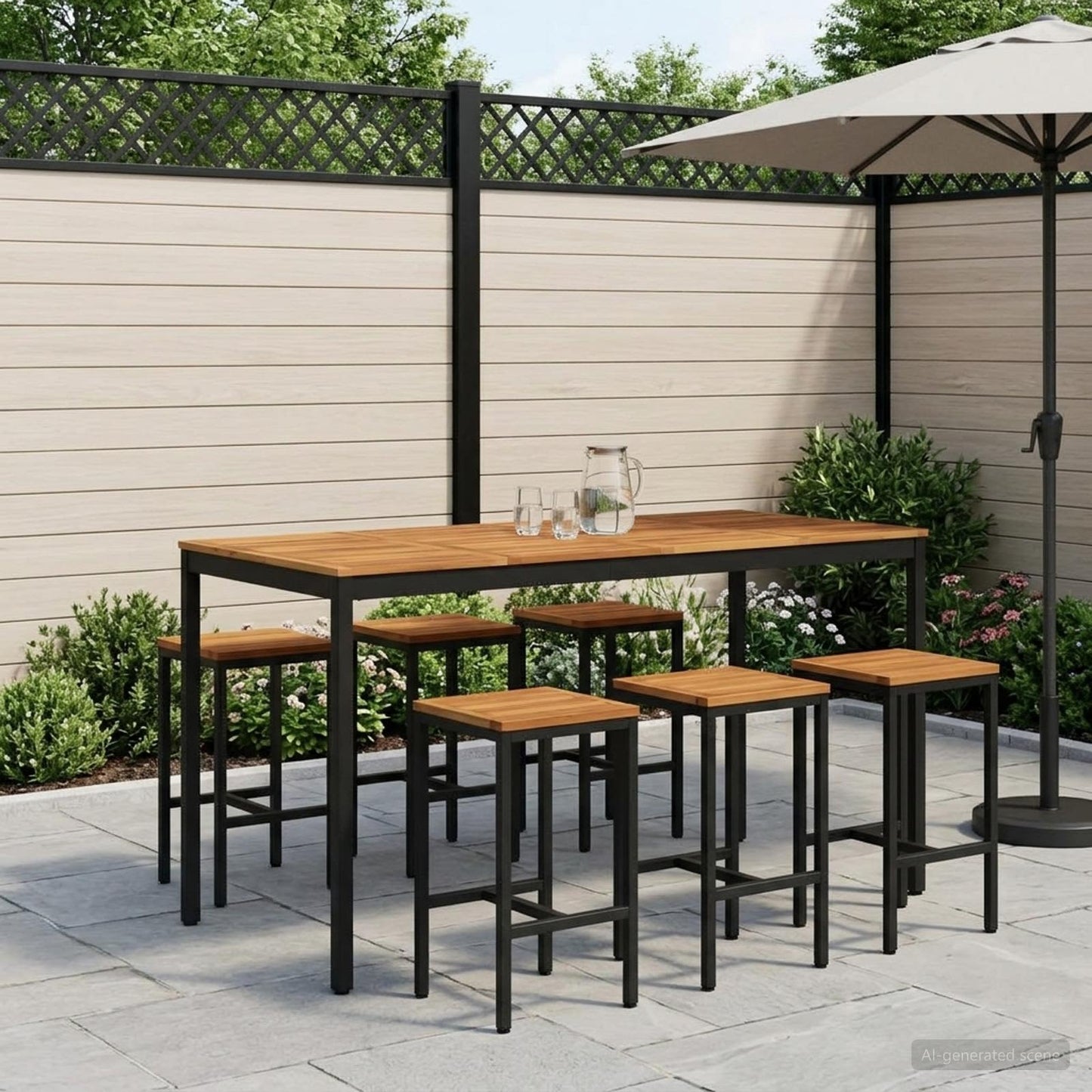 vidaXL Τραπέζι μπαρ κήπου NAARDEN Λευκό και Μαύρο 180 x 88,5 x 105 εκ