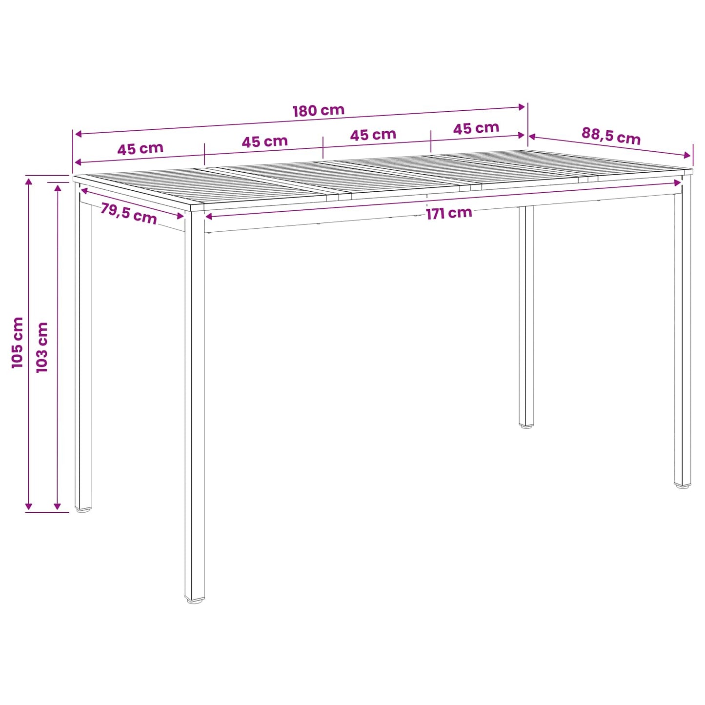vidaXL Τραπέζι μπαρ κήπου NAARDEN Λευκό 180 x 88,5 x 105 εκ