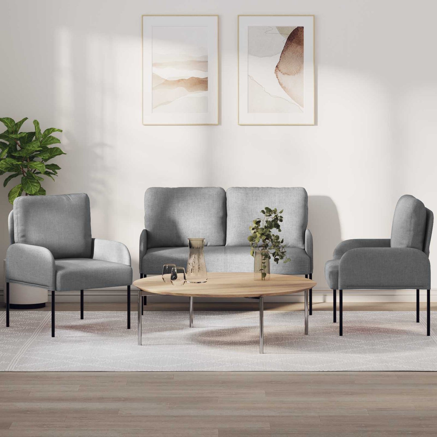 vidaXL Σετ Καναπέ 3 pcs Ανοιχτό γκρι 115 x 56 x 80 εκ Κόντρα πλακέ