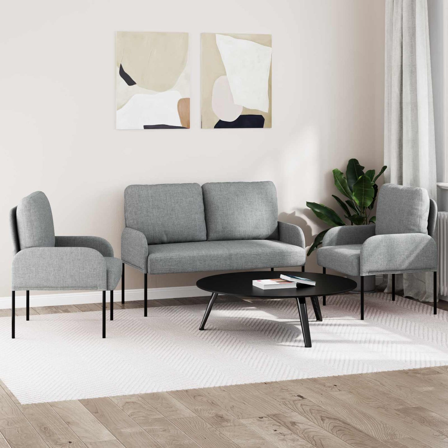 vidaXL Σετ Καναπέ 3 pcs Ανοιχτό γκρι 115 x 56 x 80 εκ Κόντρα πλακέ