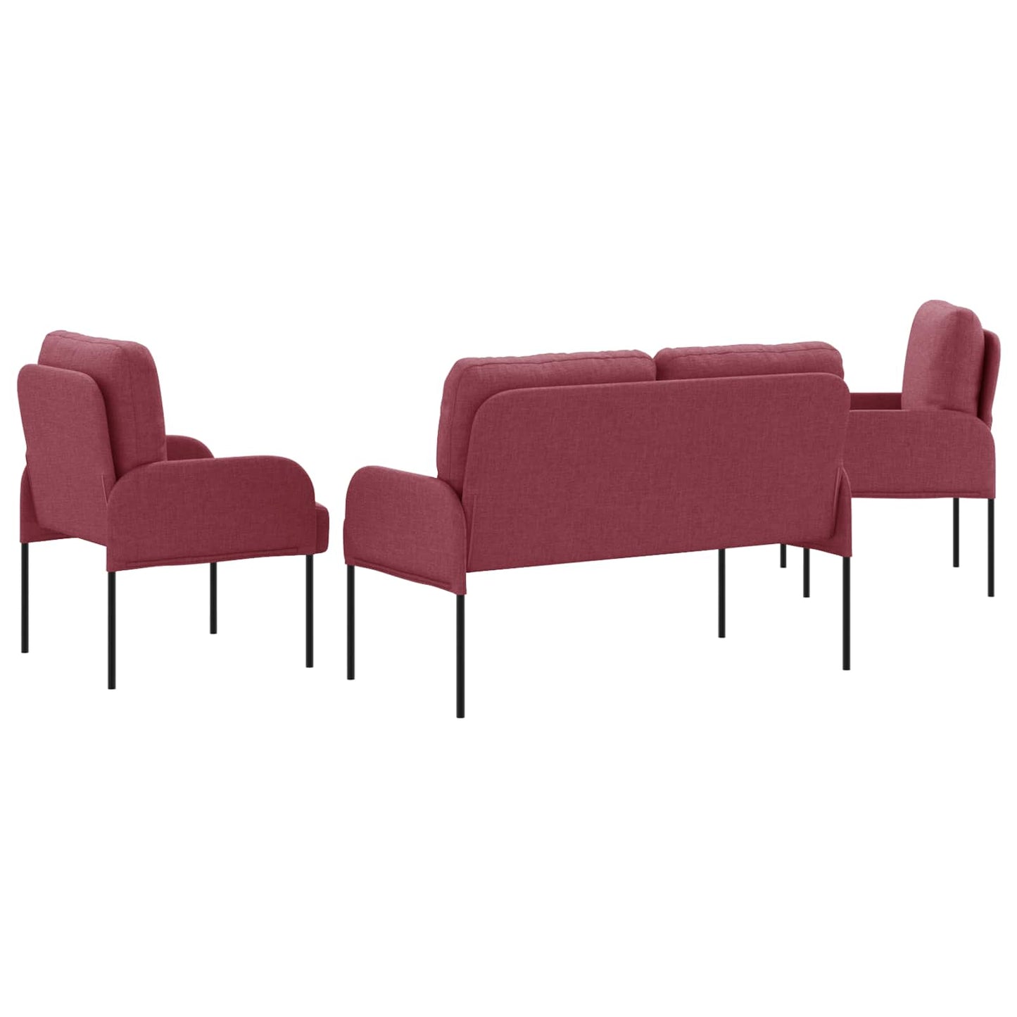 vidaXL Σετ Καναπέ 3 pcs Κόκκινο 115 x 56 x 80 εκ Κόντρα πλακέ