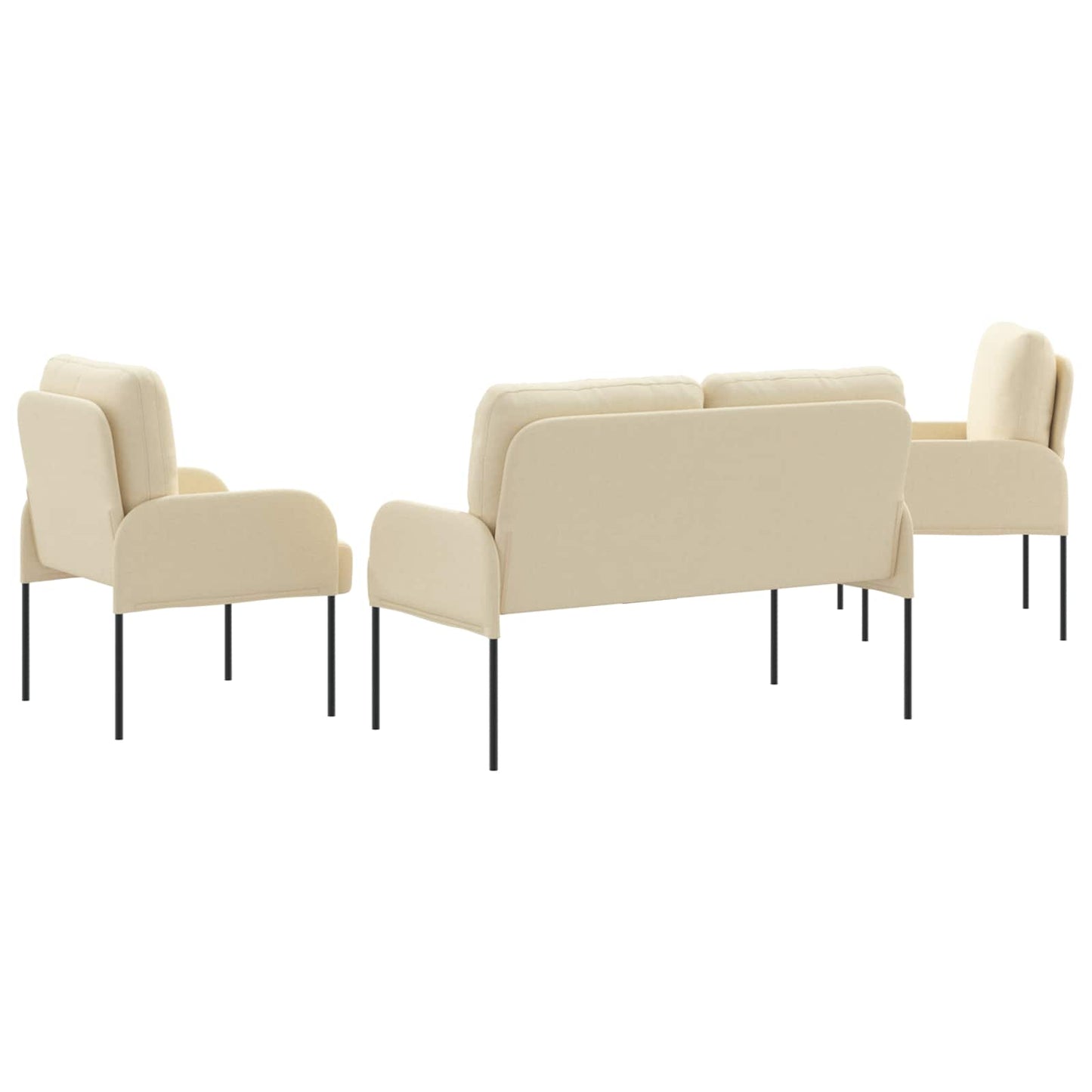 vidaXL Σετ Καναπέ με μαξιλάρι 3 pcs Κρεμ 115 x 56 x 80 εκ Κόντρα πλακέ