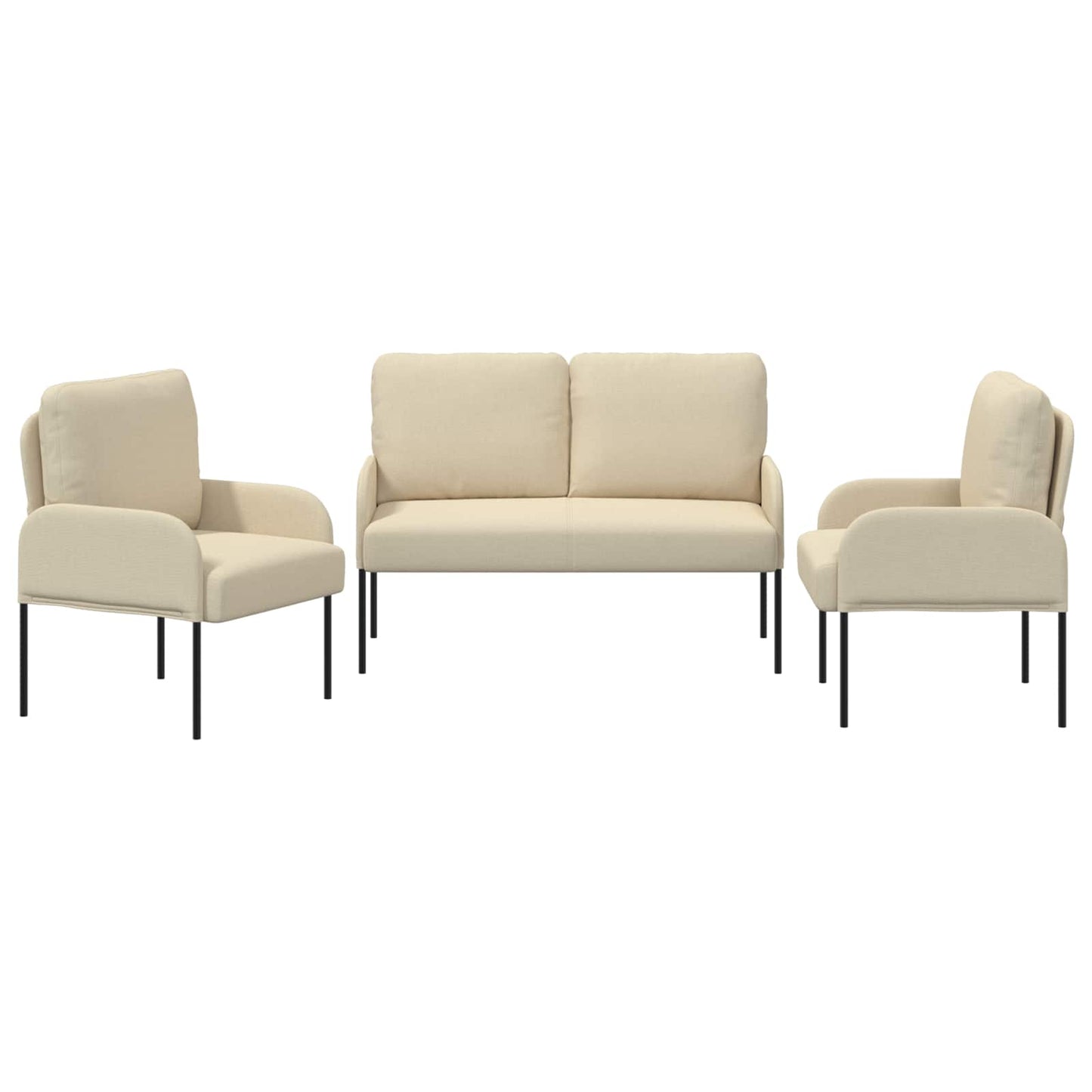 vidaXL Σετ Καναπέ με μαξιλάρι 3 pcs Κρεμ 115 x 56 x 80 εκ Κόντρα πλακέ