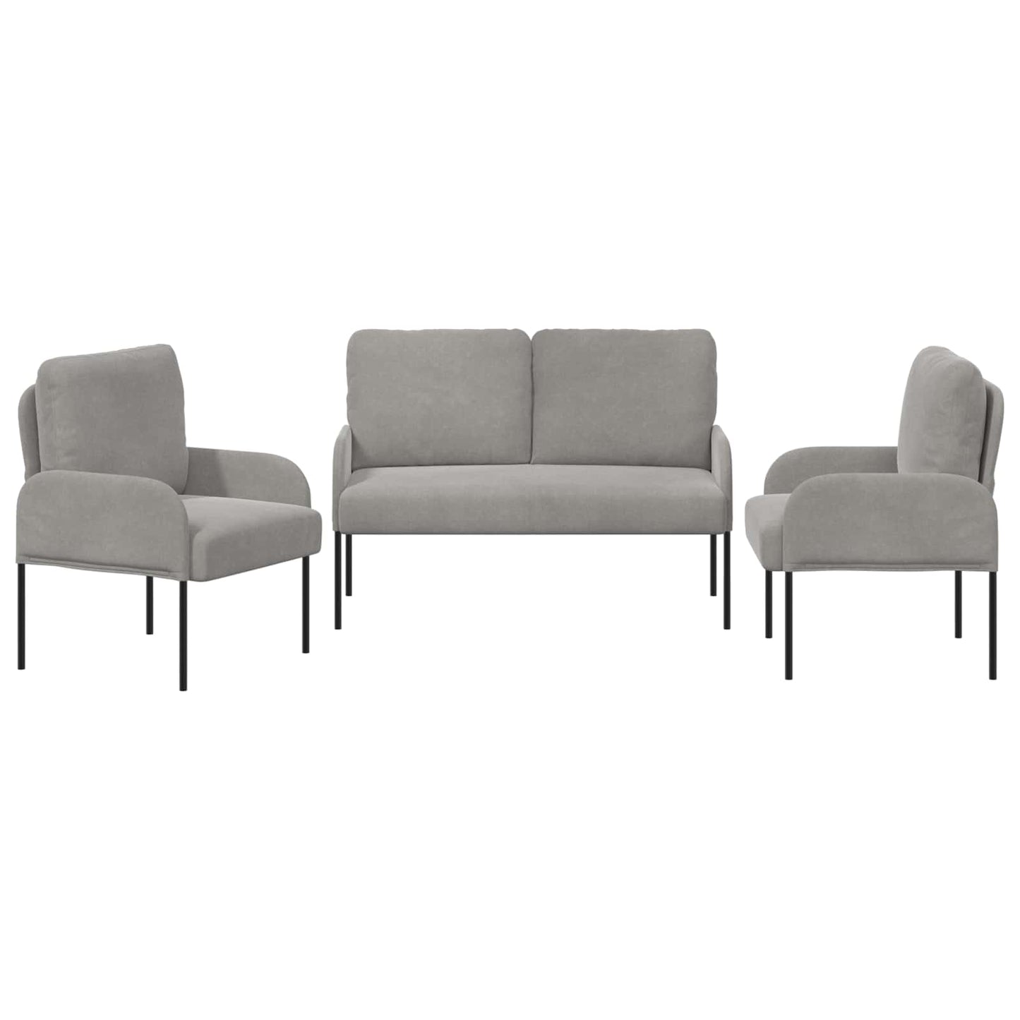 vidaXL Σετ Καναπέ 3 pcs Ανοιχτό γκρι 115 x 56 x 80 εκ Κόντρα πλακέ
