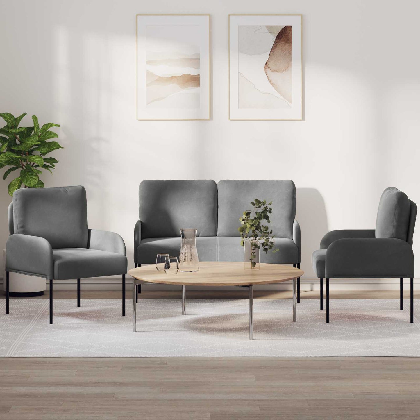 vidaXL Σετ Καναπέ 3 pcs Σκούρο Γκρι 115 x 56 x 80 εκ Κόντρα πλακέ