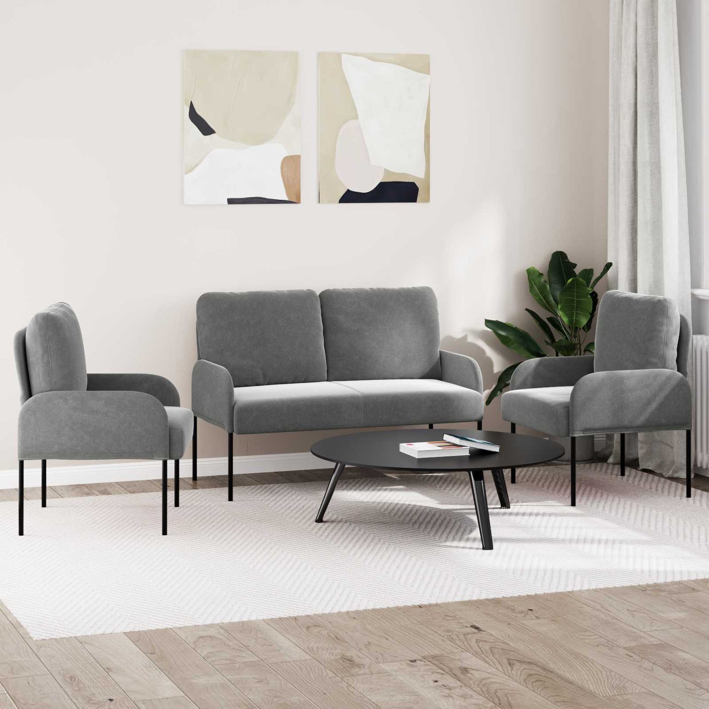 vidaXL Σετ Καναπέ 3 pcs Σκούρο Γκρι 115 x 56 x 80 εκ Κόντρα πλακέ