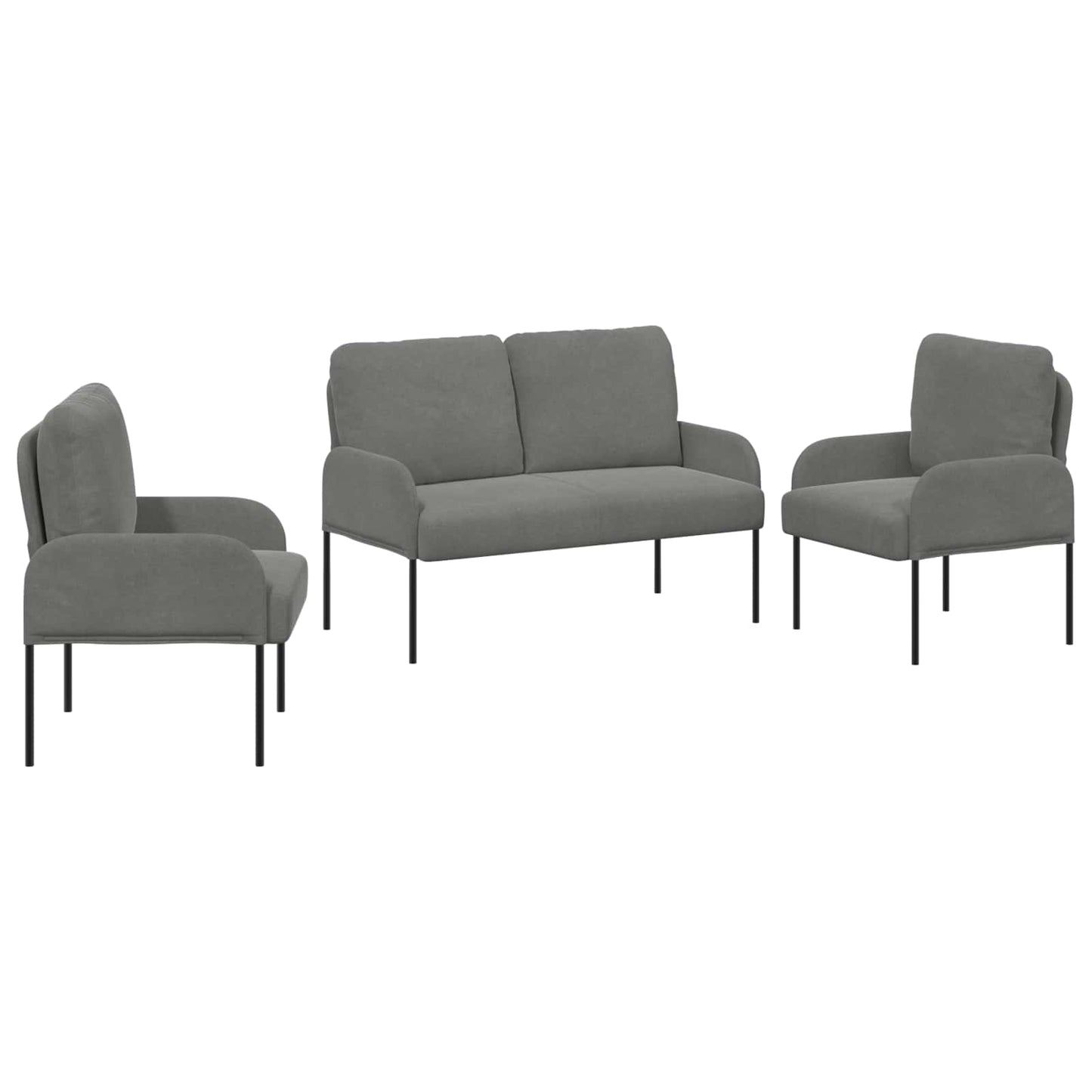 vidaXL Σετ Καναπέ 3 pcs Σκούρο Γκρι 115 x 56 x 80 εκ Κόντρα πλακέ