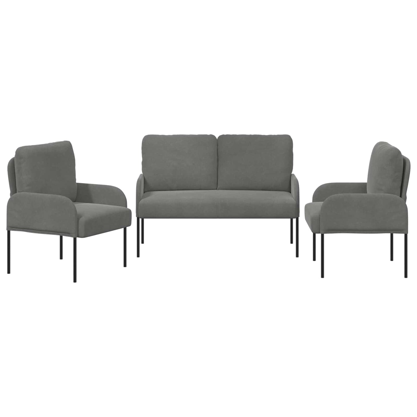 vidaXL Σετ Καναπέ 3 pcs Σκούρο Γκρι 115 x 56 x 80 εκ Κόντρα πλακέ