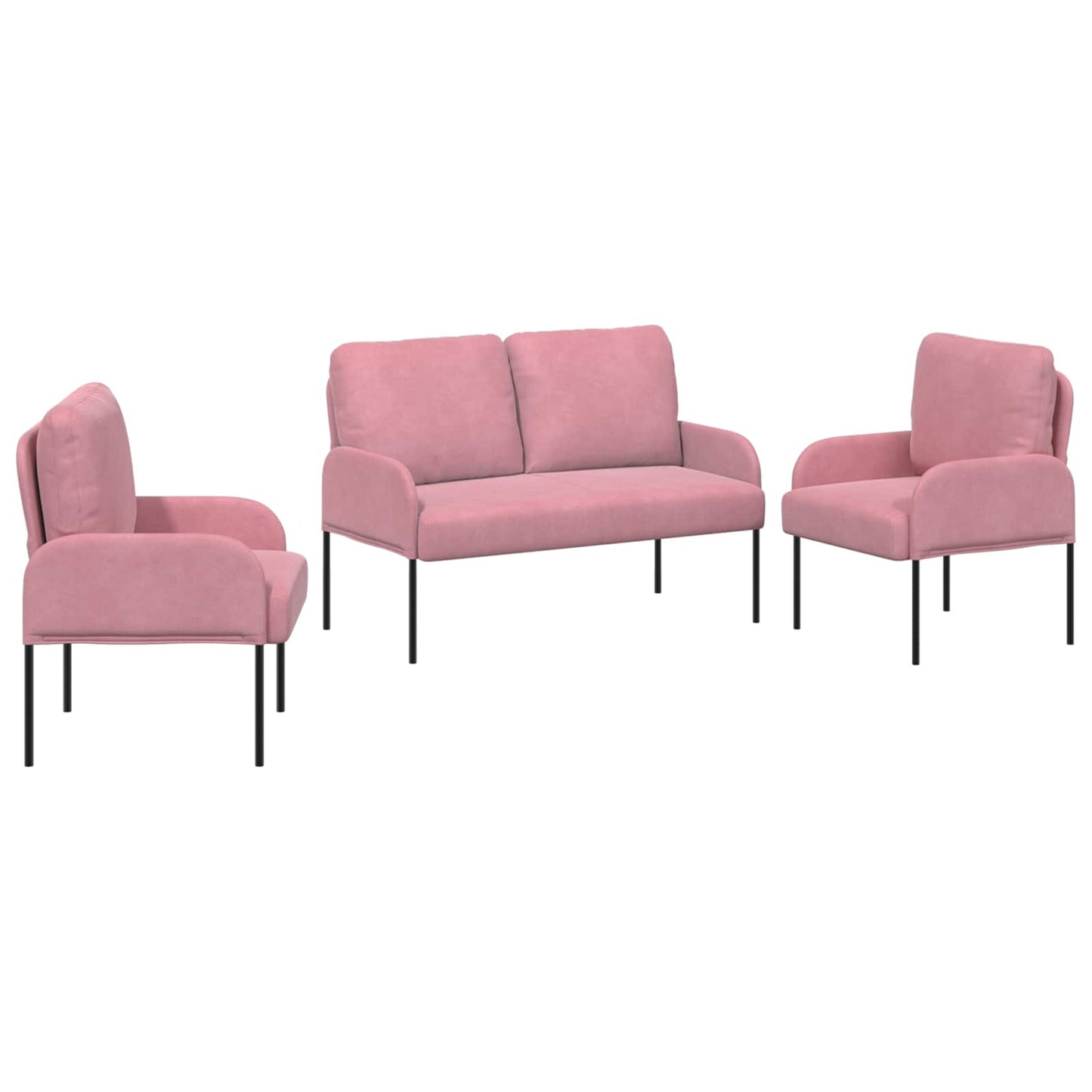 vidaXL Σετ Καναπέ με μαξιλάρι 3 pcs Ροζ 115 x 56 x 80 εκ Κόντρα πλακέ