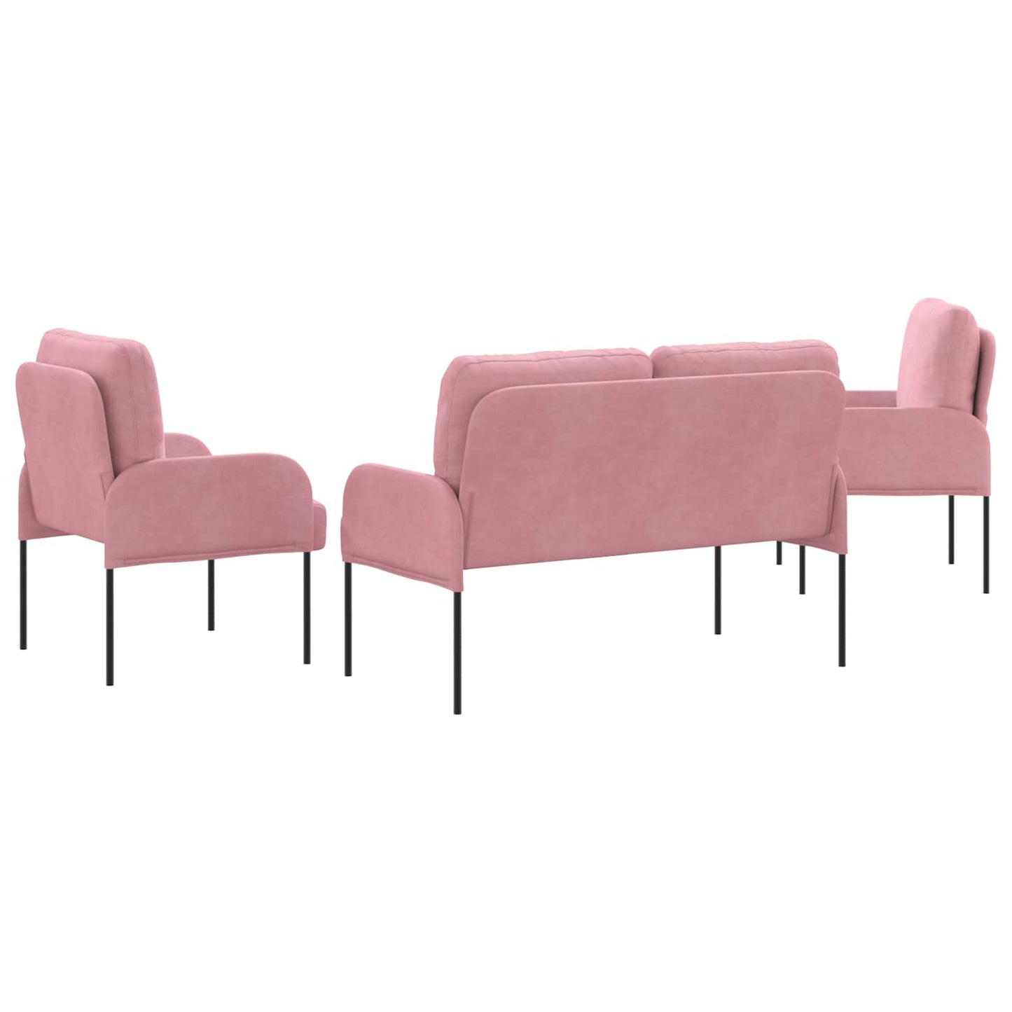 vidaXL Σετ Καναπέ με μαξιλάρι 3 pcs Ροζ 115 x 56 x 80 εκ Κόντρα πλακέ