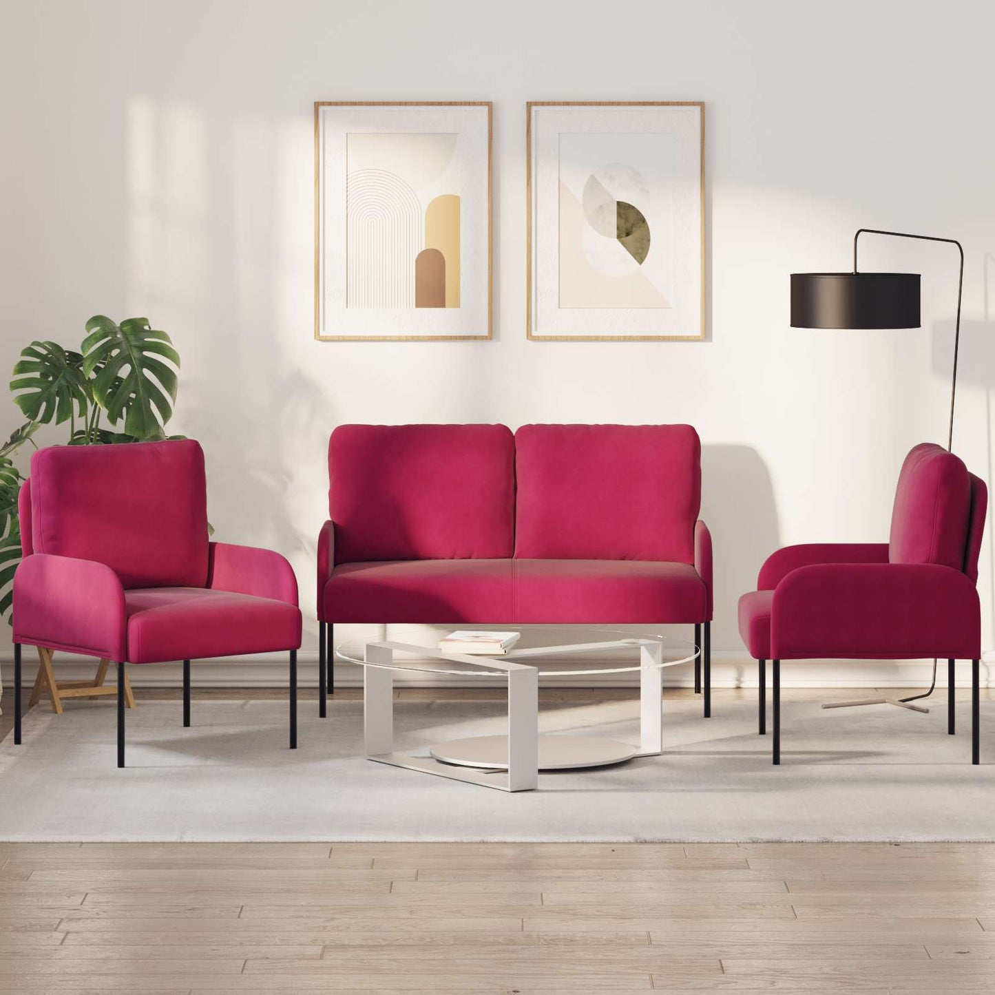 vidaXL Σετ Καναπέ 3 pcs Κόκκινο 115 x 56 x 80 εκ Κόντρα πλακέ