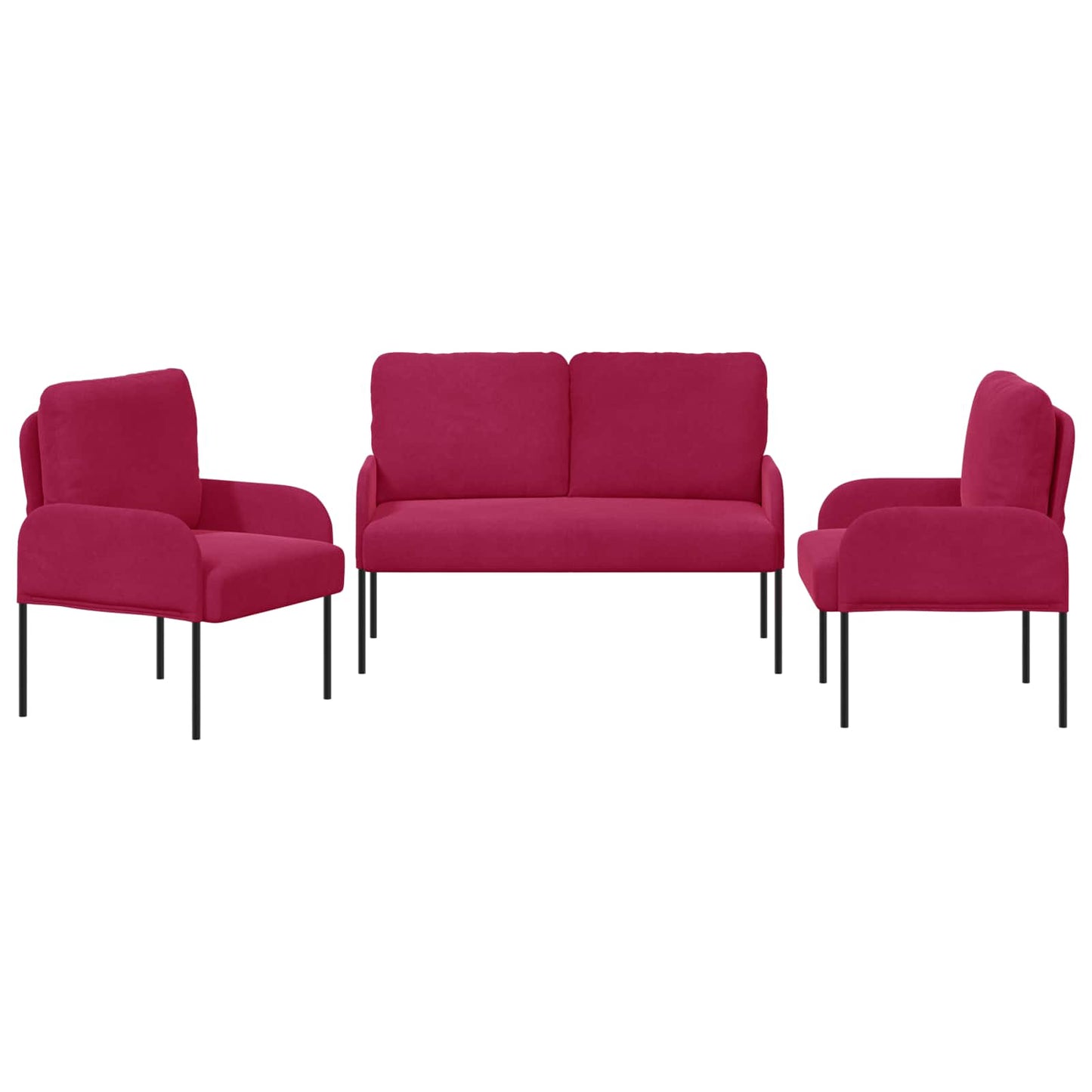 vidaXL Σετ Καναπέ 3 pcs Κόκκινο 115 x 56 x 80 εκ Κόντρα πλακέ