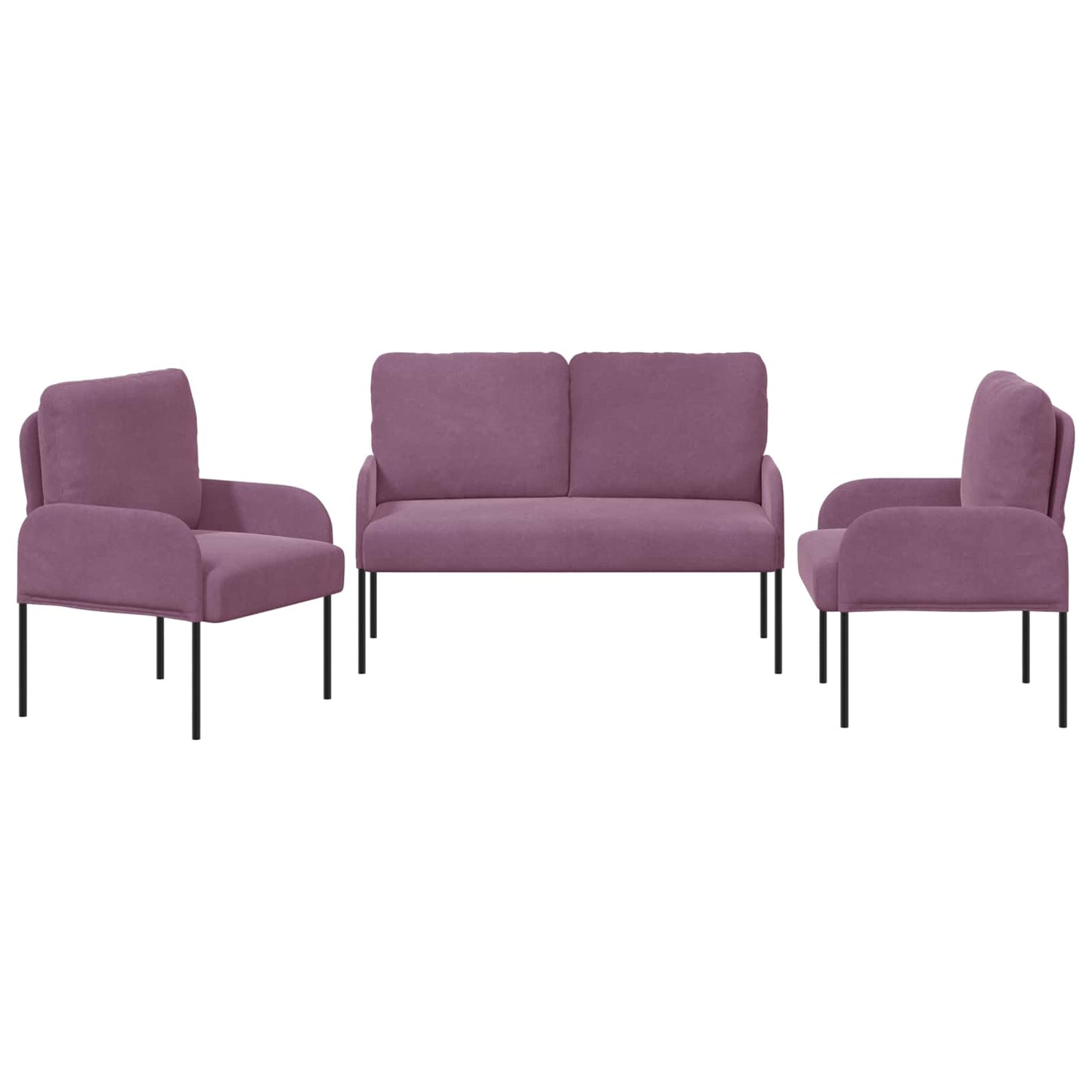 vidaXL Σετ Καναπέ με μαξιλάρι 3 pcs Μοβ 115 x 56 x 80 εκ Κόντρα πλακέ