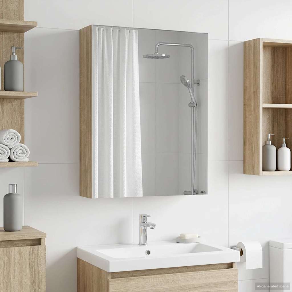 vidaXL Καθρέφτης Ντουλάπα Μπάνιου Δρύς Sonoma 50 x 14,5 x 70 εκ